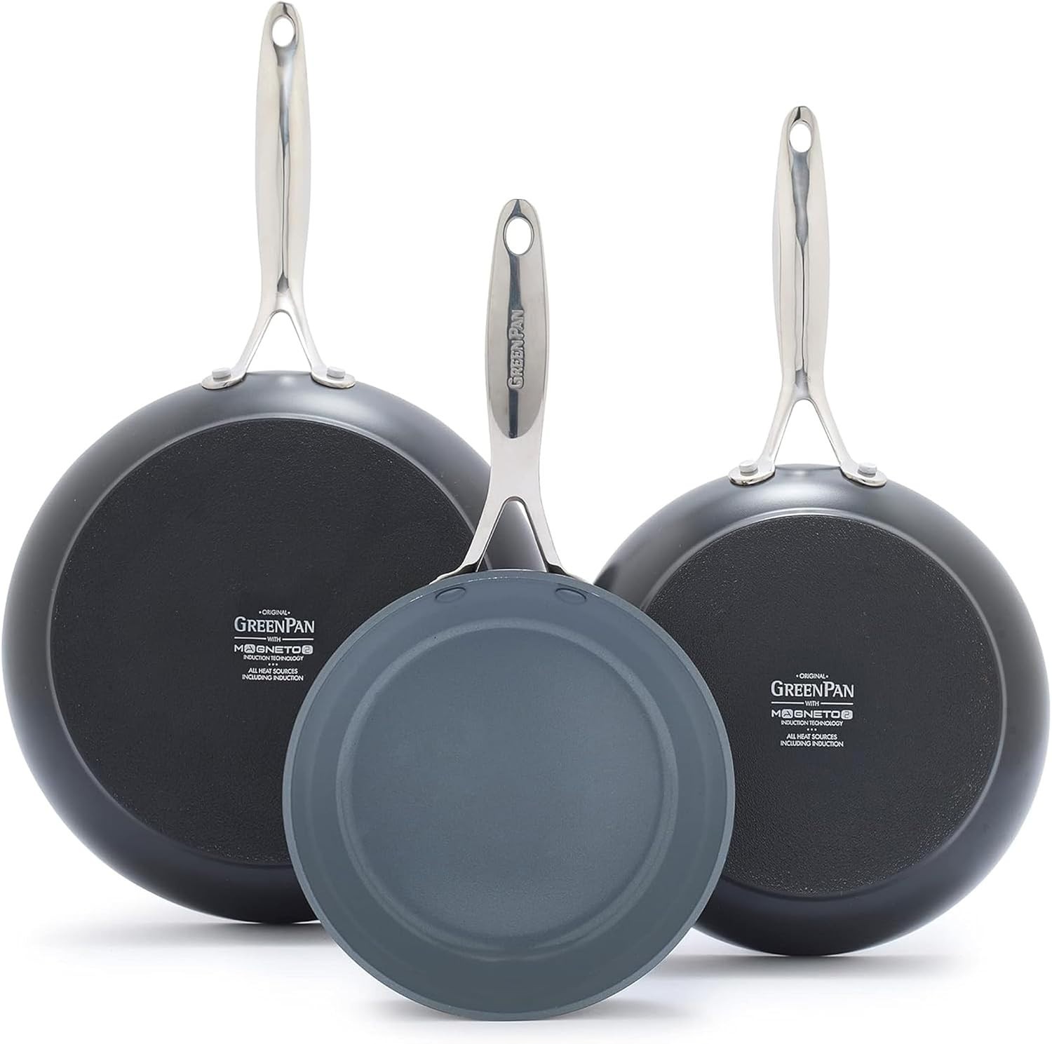 GreenPan Valencia Pro 3-Piece Ceramic Nonstick Skillet Set PFAS-Free