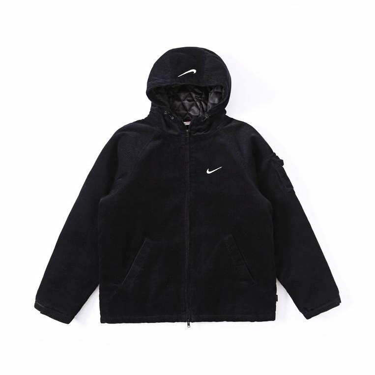 Supreme x Nike Men\'s Black Hooded Full Zip Jacket Quilted Lined Size S Supreme x Nike Men\'s Black Hooded Full Zip Jacket Quilted Lined Size S