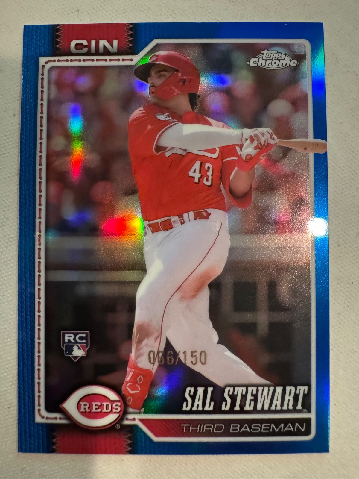 2026 Topps Chrome Sal Stewart RC TRUE BLUE REFRACTOR 66/150 #6 Reds 2026 Topps Chrome Sal Stewart RC TRUE BLUE REFRACTOR 66/150 #6 Reds