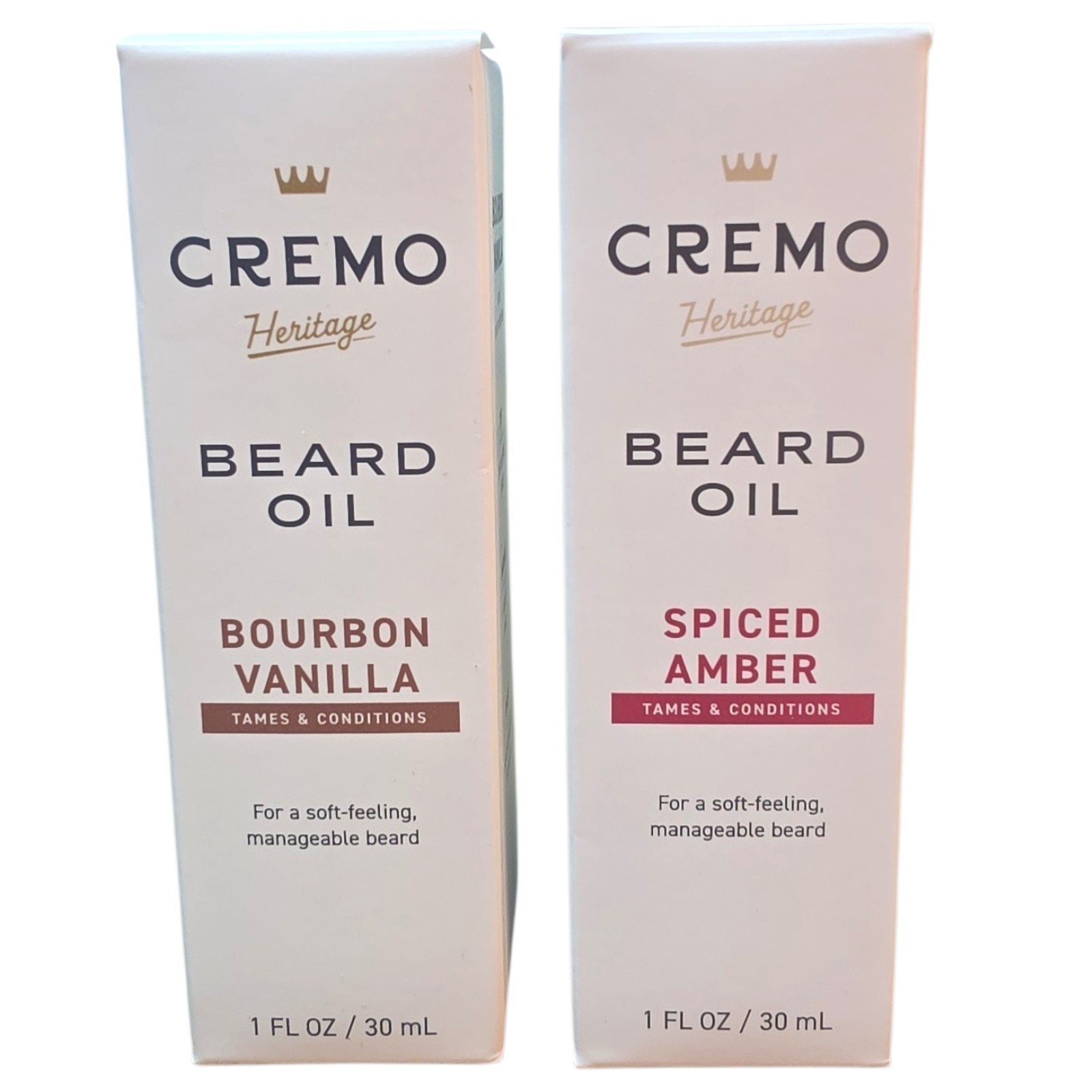 2X Cremo Heritage Beard Oil Spiced Amber & Bourbon Vanilla 1 Oz Tames Conditions