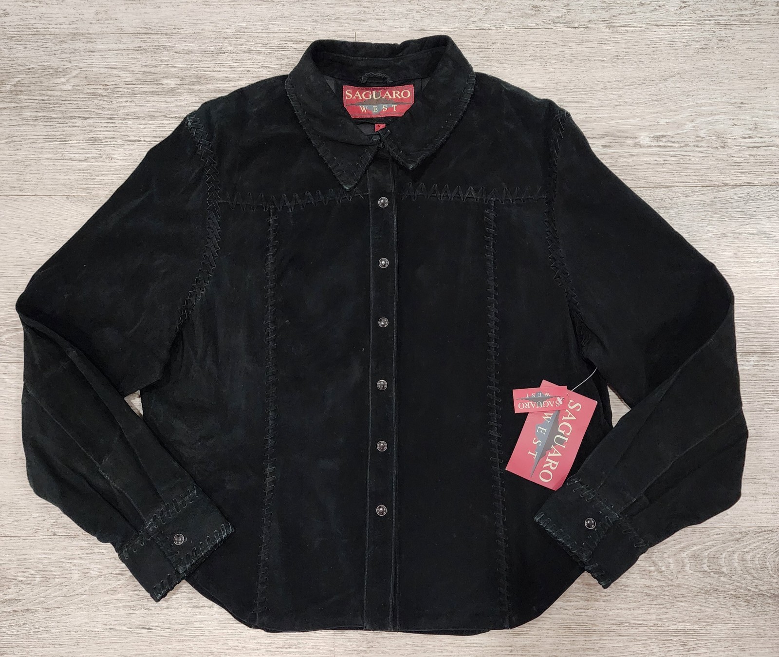 NWT VTG Saguaro West Genuine Leather Suede Western Snap Jacket Women\'s XL