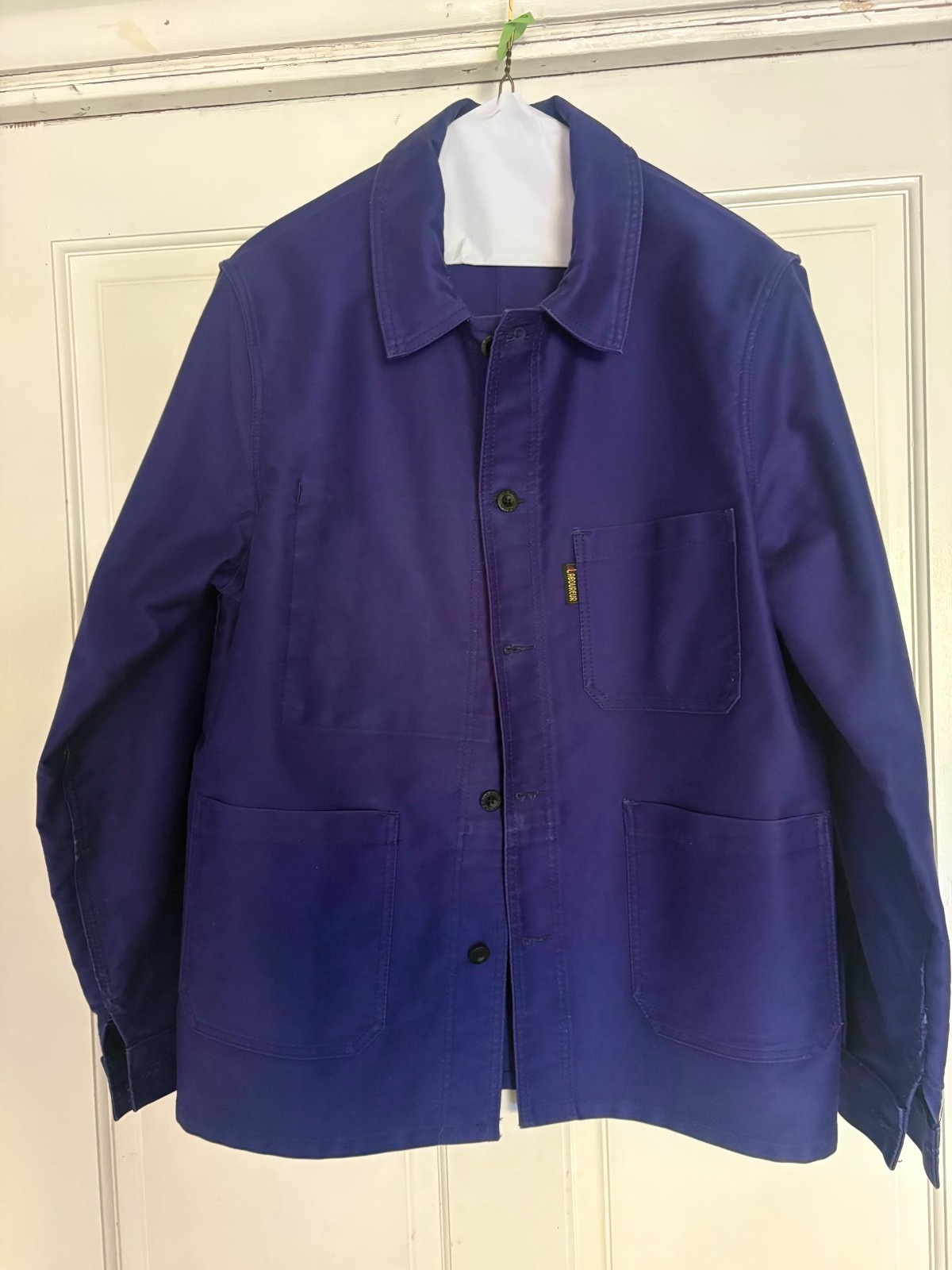 Le Laboureur Moleskin French Chore Jacket Work Coat Hydrone Blue Size 2 / Medium Le Laboureur Moleskin French Chore Jacket Work Coat Hydrone Blue Size 2 / Medium