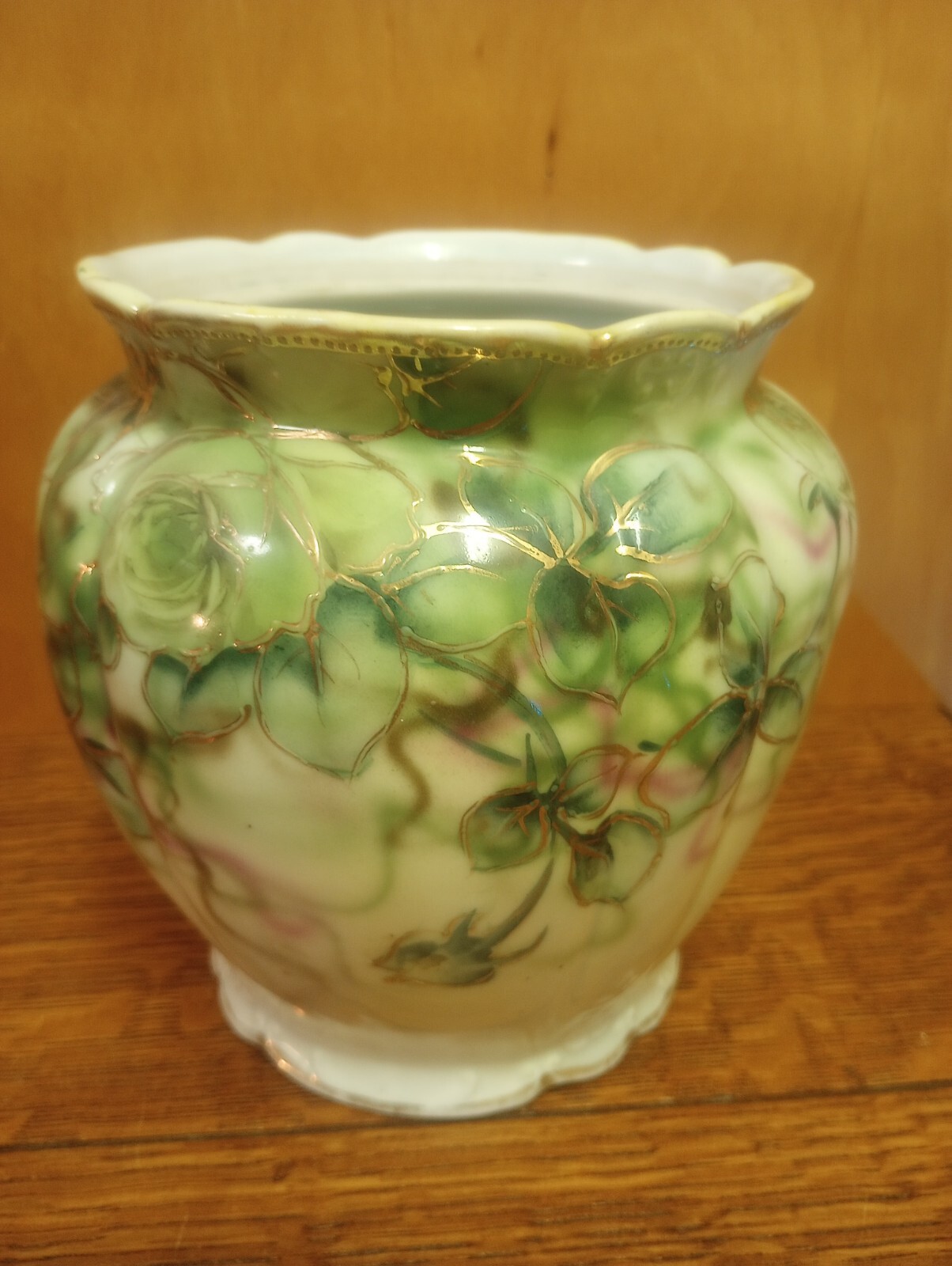 Vintage or Antique Hand Painted Nippon Maple Leaf Mark Floral Vase