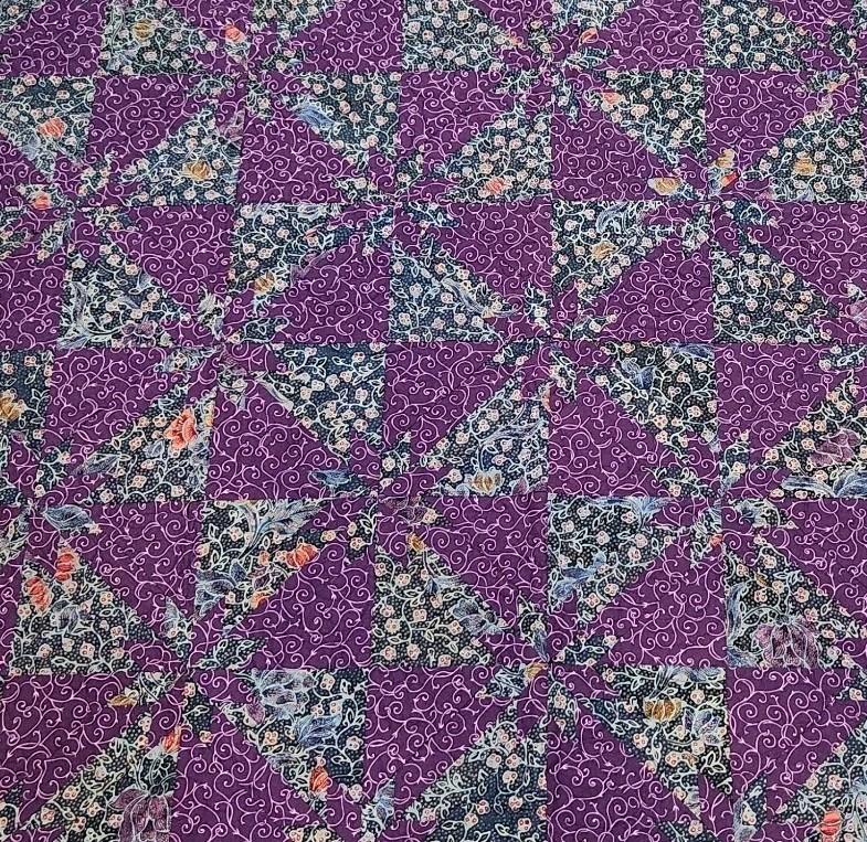 Handmade Quilt Throw 47x59 Purple Batik Pinwheel Patchwork Lap Blanket