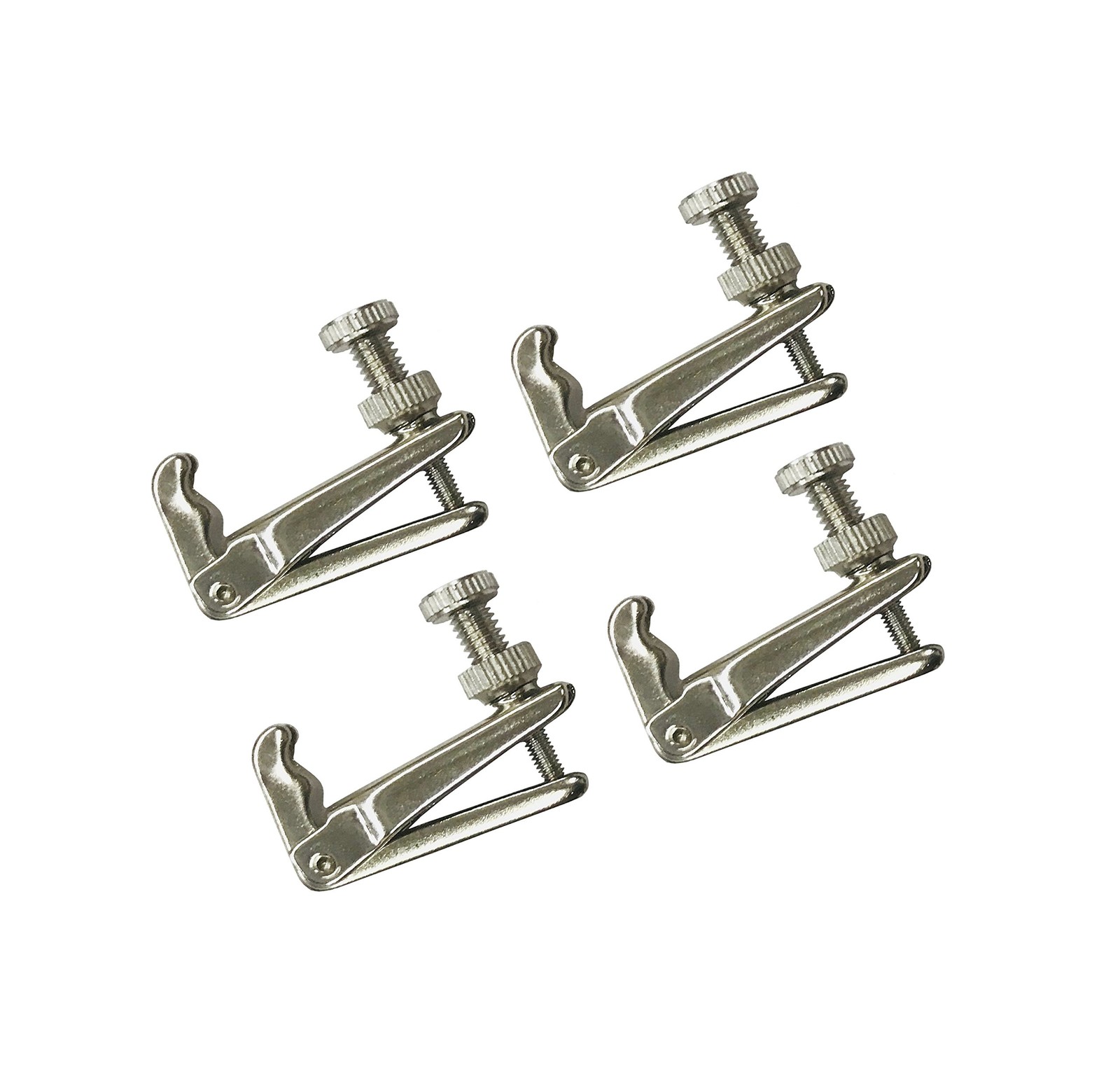 4pcs Violin Fine Tuners - 4/4 Size - Stainless Steel (Silver)
