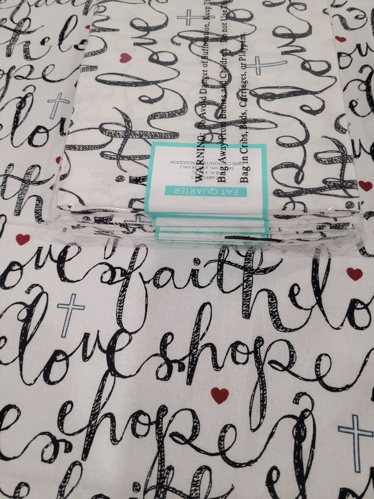24-Pack Bundle David Textile Faith Hope Love Fat Quarter 100% Cotton Lot