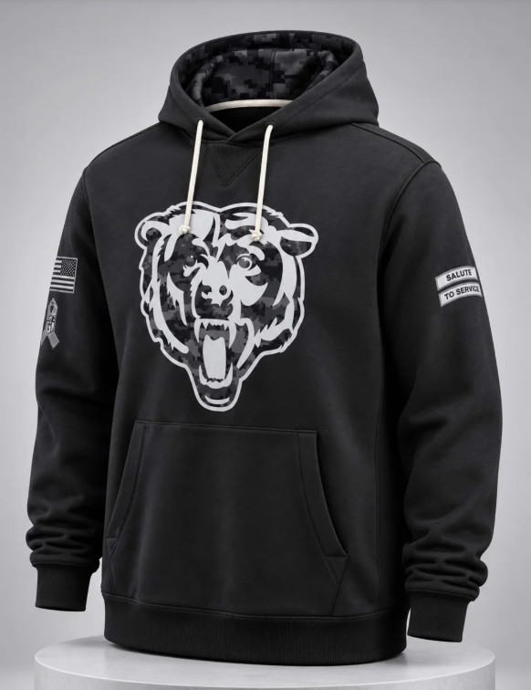 HOT Men's Bears 2026 Salute to Service Pullover Black Hoodie All Size