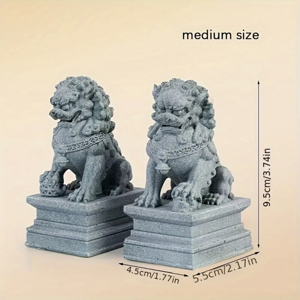 Pair Chinese Foo Dog Guardian Lion Statues Feng Shui Home Decor Figurines Pair Chinese Foo Dog Guardian Lion Statues Feng Shui Home Decor Figurines