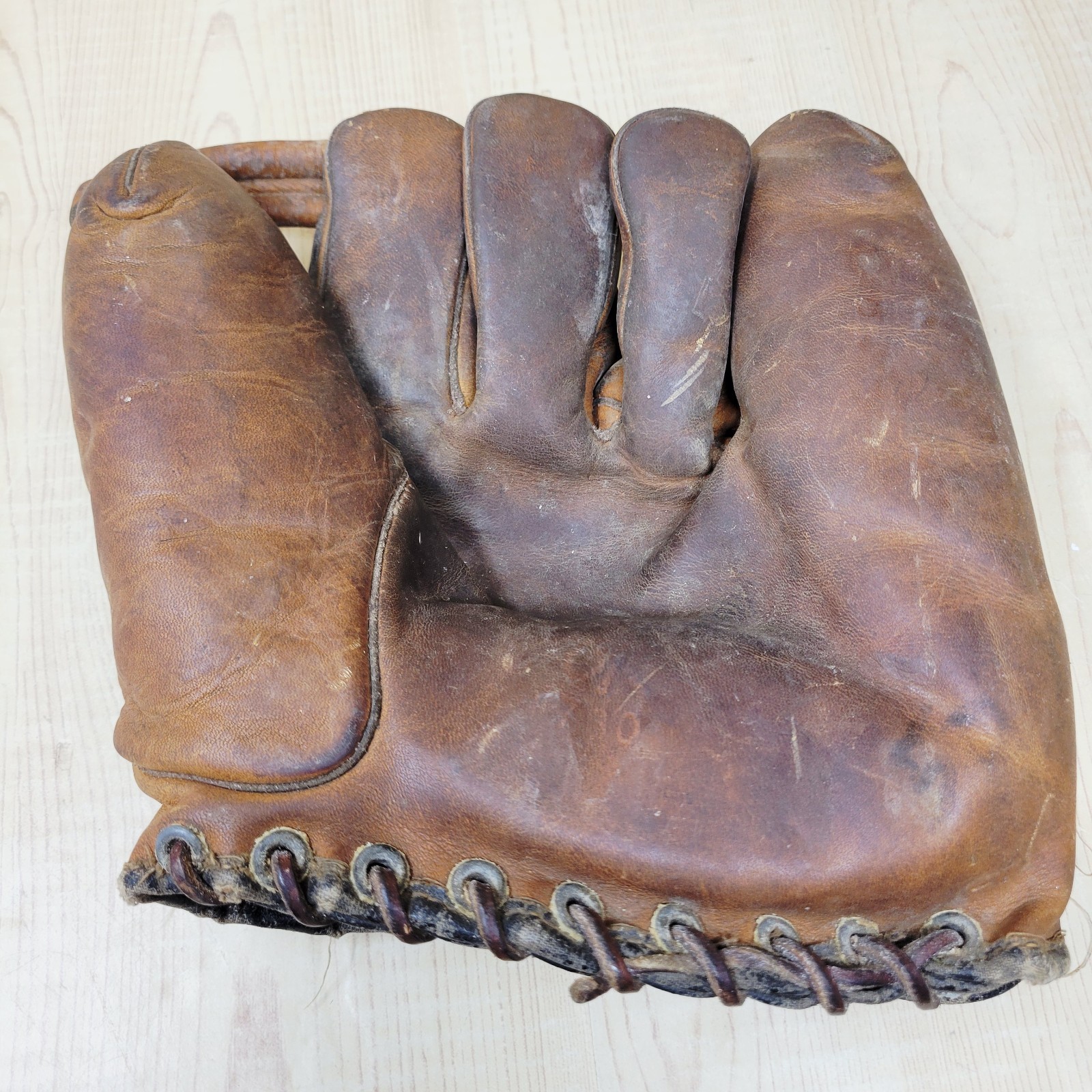 Antique Early Vintage Leather Baseball Glove Mitt Unknown Brand Antique Early Vintage Leather Baseball Glove Mitt Unknown Brand