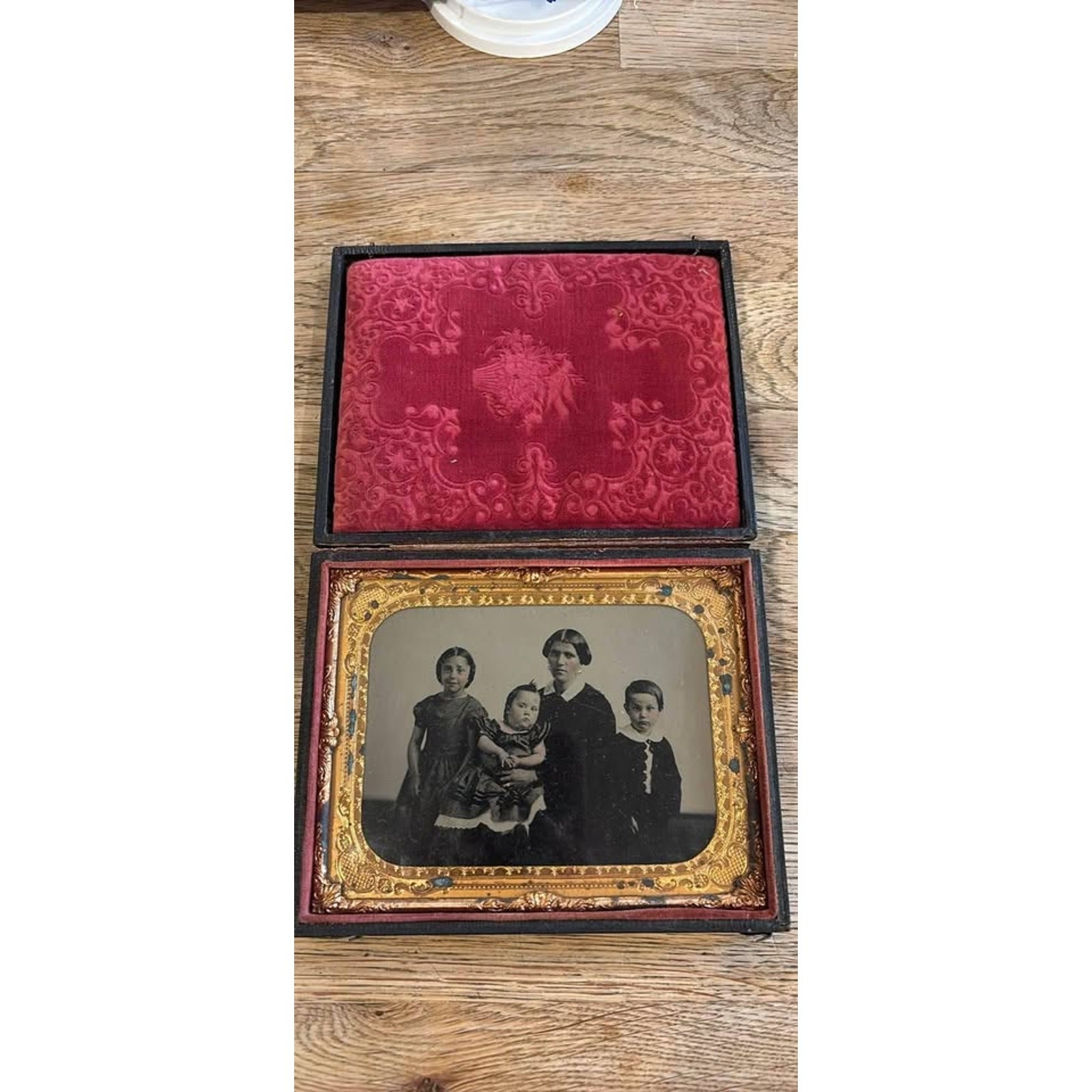 Rare Half-Plate Family Ambrotype Photo Mother Baby Victorian 1850s Cased Antique