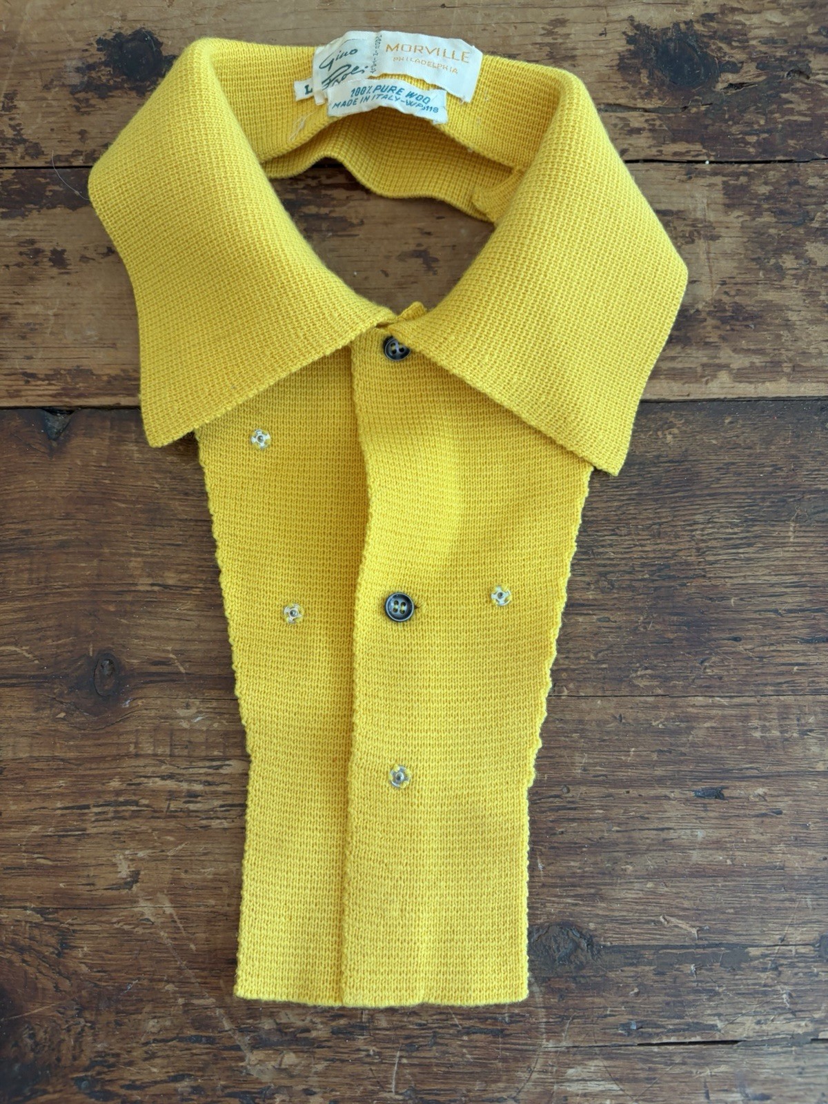 Vintage Gino Paoli Bright Yellow Men’s Dickie 100% Wool Made In Italy Large