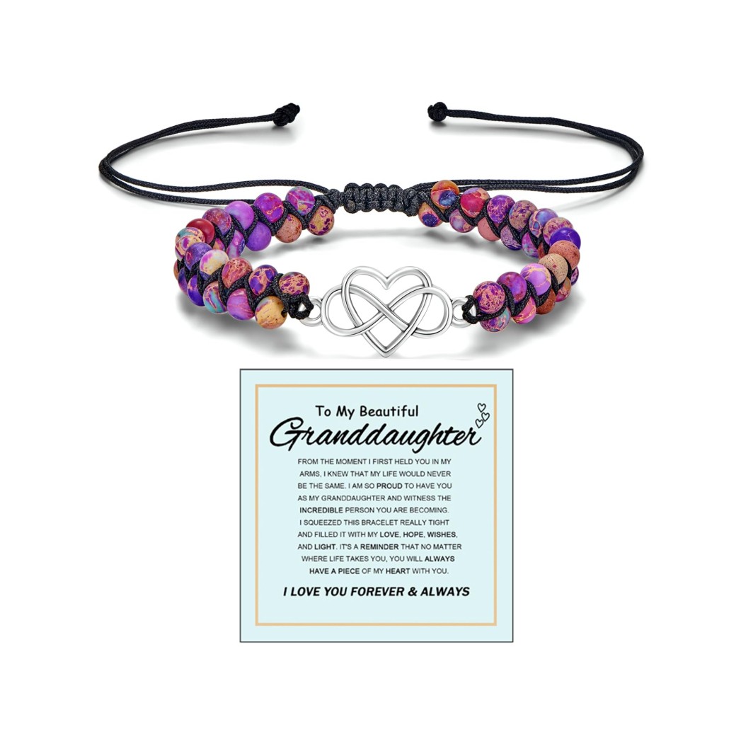 DivaGlamz To My Granddaughter-Infinity Forever Love Heart Bracelet, Natural Empe DivaGlamz To My Granddaughter-Infinity Forever Love Heart Bracelet, Natural Empe