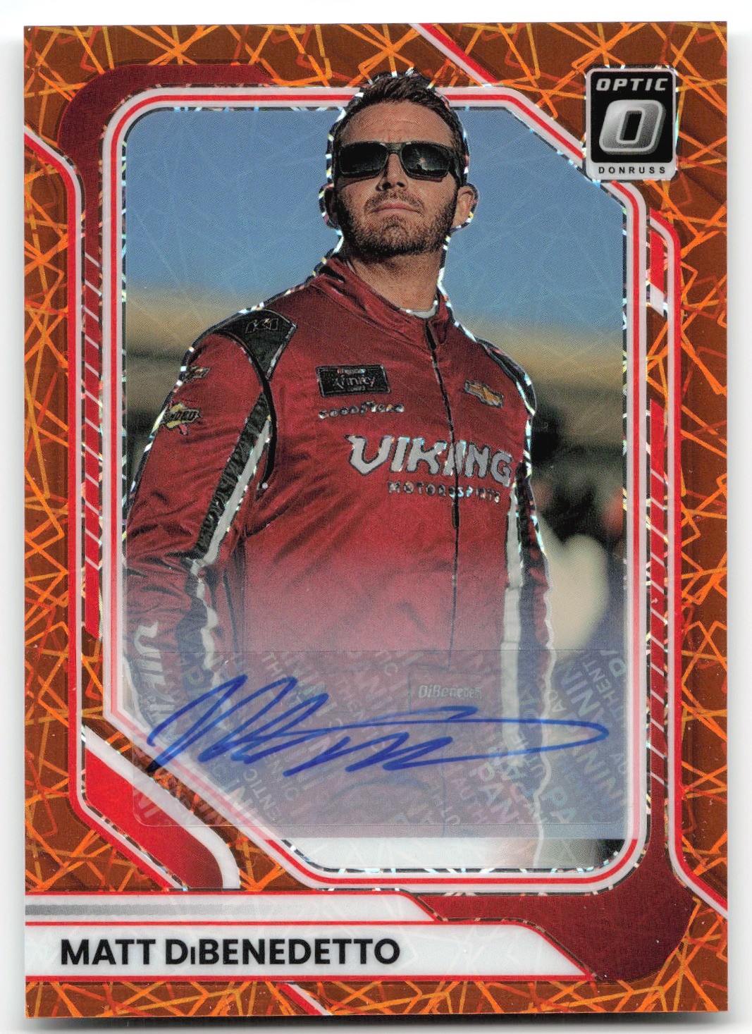 Matt DiBenedetto 2026 Donruss Optic Signatures Orange Velocity Viking Motorsport