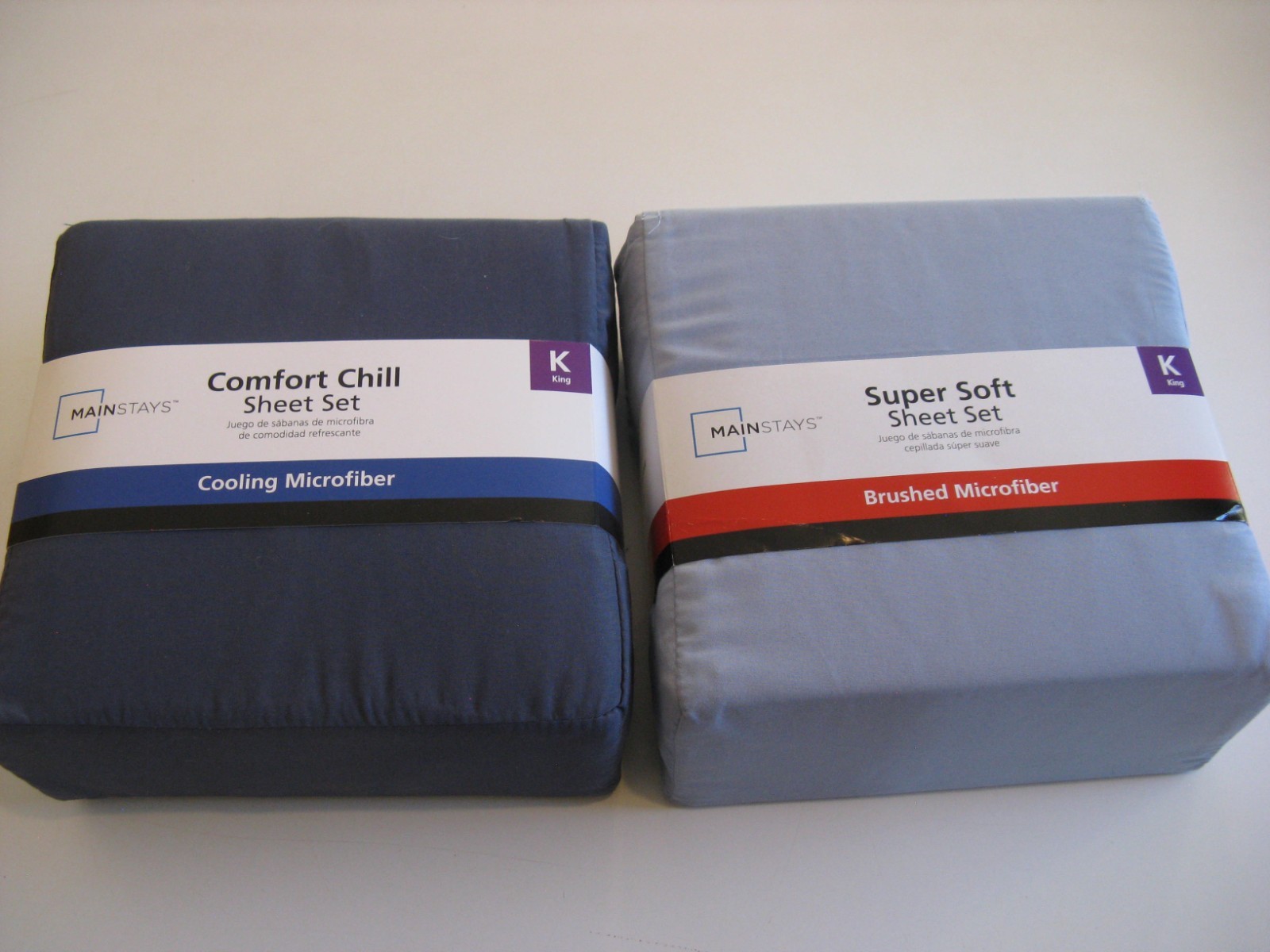 2 Sets Mainstays King 4 Piece Sheet Set - Microfiber - Brushed and Cooling