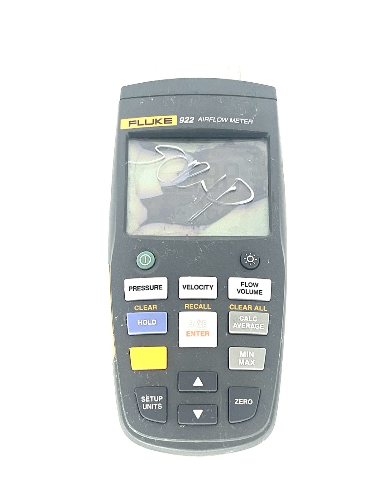 Fluke 922 Airflow Meter w/ Damaged Screen And Missing Batt. Cover (parts/repair) Fluke 922 Airflow Meter w/ Damaged Screen And Missing Batt. Cover (parts/repair)