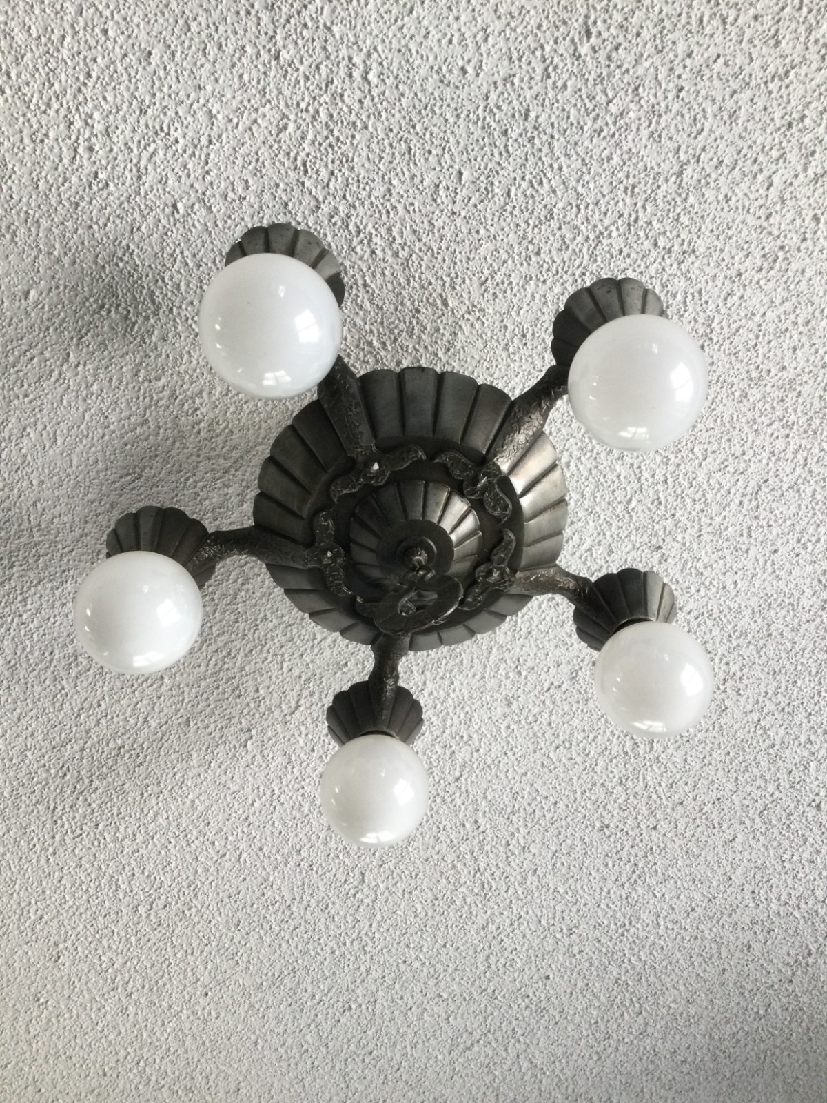 Vintage 1930s Art Deco Ceiling Light Fixtures Matching Set 5 Light + Single