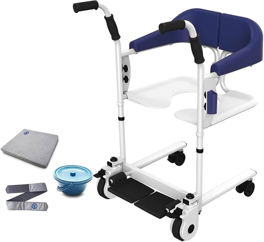 Portable Patient Lift Transfer Chair Wheelchair for Home Bedside Commode