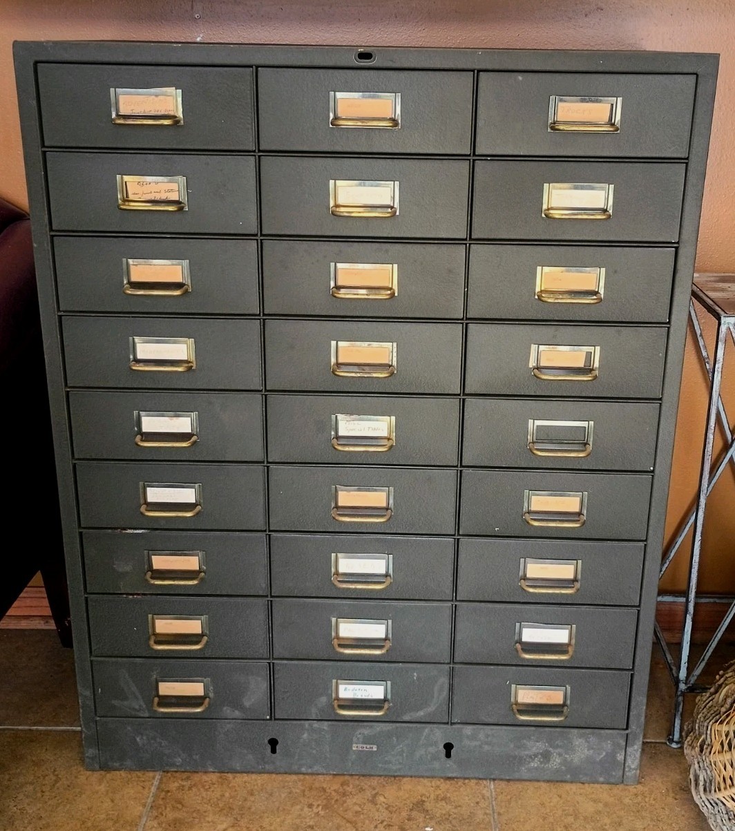 Vintage Cole Steelmaster 27 Drawer Index Card Style Cabinet Industrial Metal Vintage Cole Steelmaster 27 Drawer Index Card Style Cabinet Industrial Metal