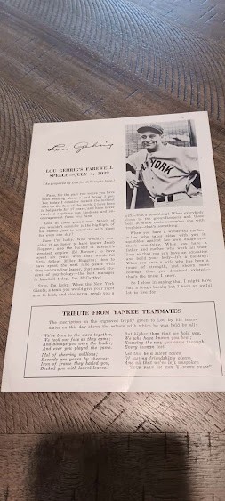 Lou Gehrig Farewell Speech Brochure (Framed) 10 x 12, July 4, 1939 - W/Recorder