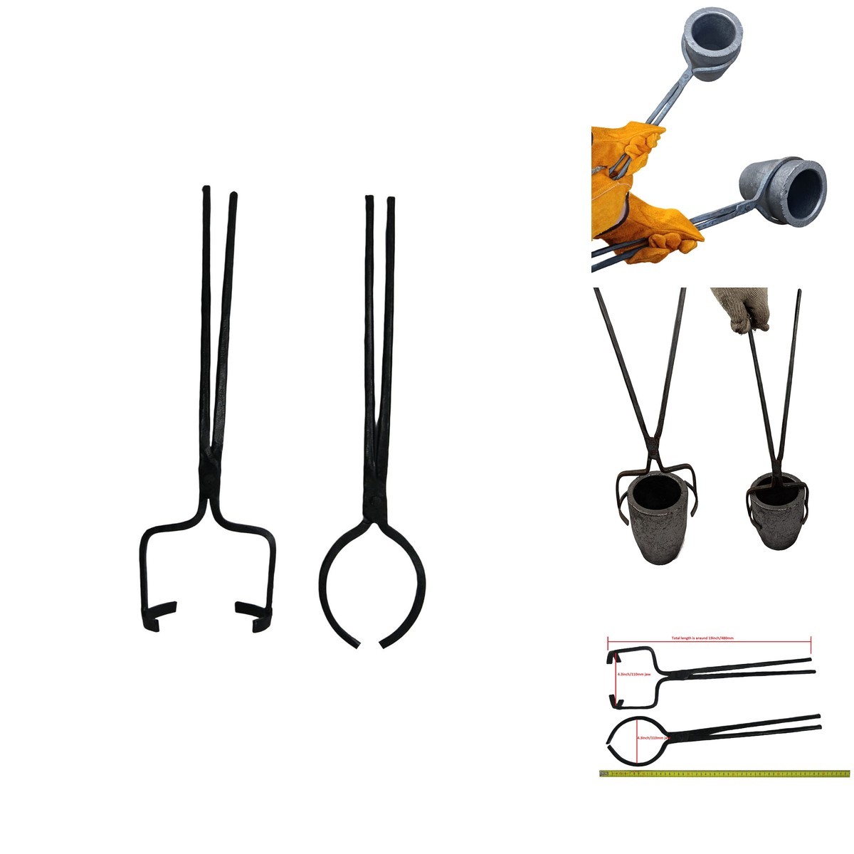 LSMIITTH 4KG-8Kg Crucible Tongs Set Lifting Pouring 19inches LSMIITTH 4KG-8Kg Crucible Tongs Set Lifting Pouring 19inches