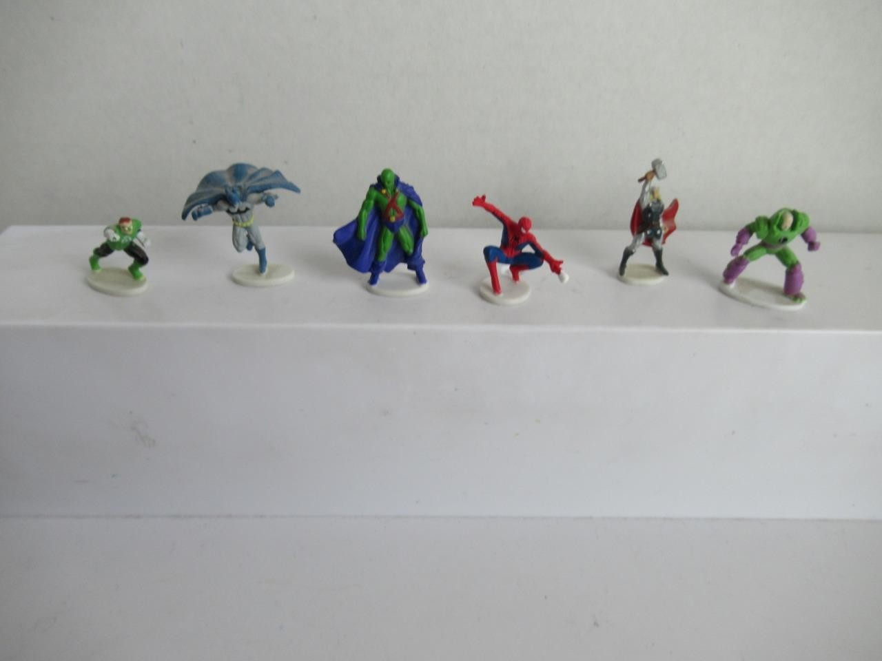 Lot of 6 Heroics Figures Spiderman Batman Thor Martian Man Hunter and More