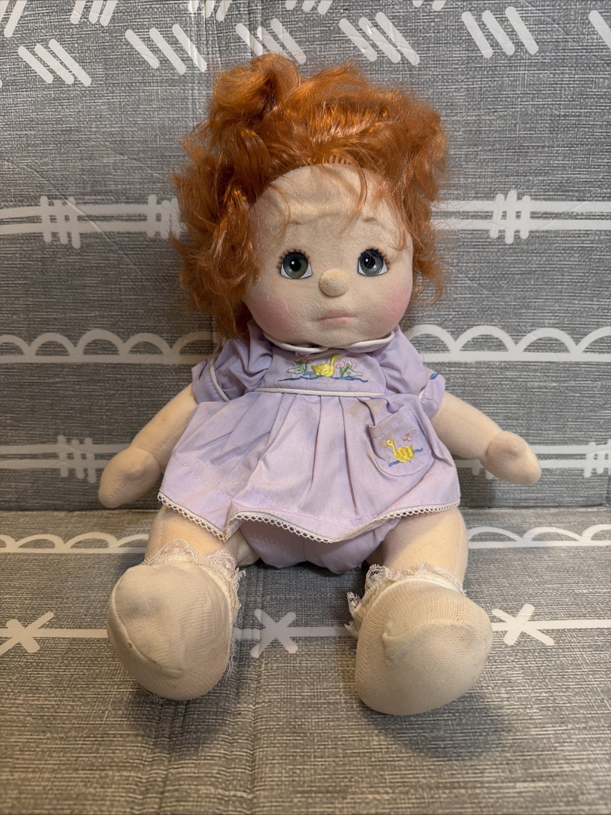 Vintage 1980\'s Mattel MY CHILD Doll Red Hair Purple Dress Vintage 1980\'s Mattel MY CHILD Doll Red Hair Purple Dress
