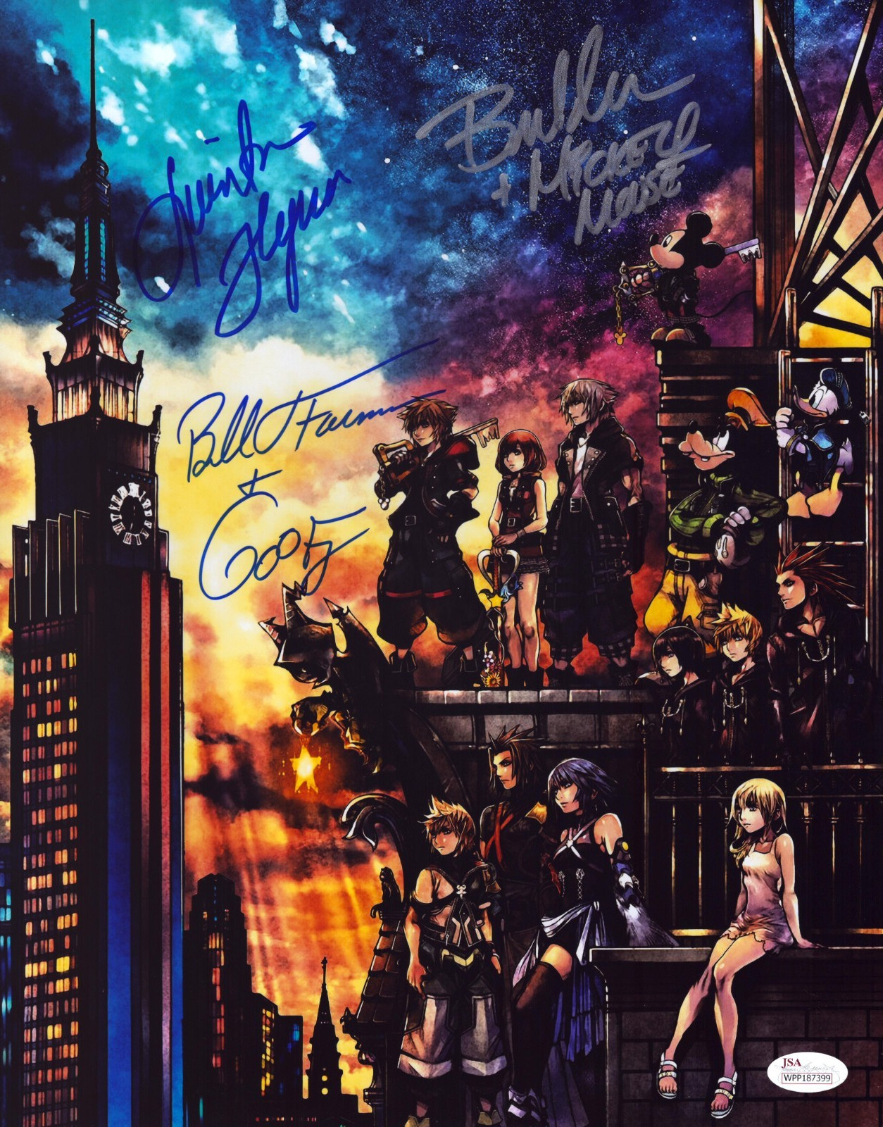 KINGDOM HEARTS Cast x3 Authentic Hand-Signed 11x14 \