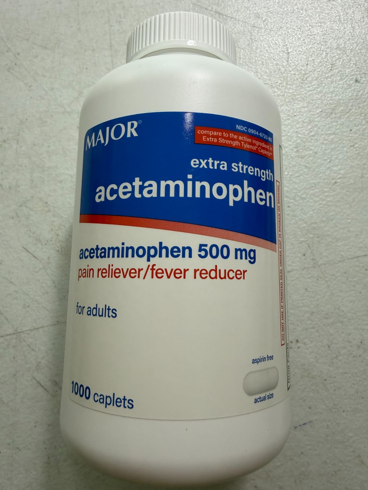 Major Extra Strength Mapap Aspirin Free Acetaminophen Caplets 500 mg 1000 Count Major Extra Strength Mapap Aspirin Free Acetaminophen Caplets 500 mg 1000 Count