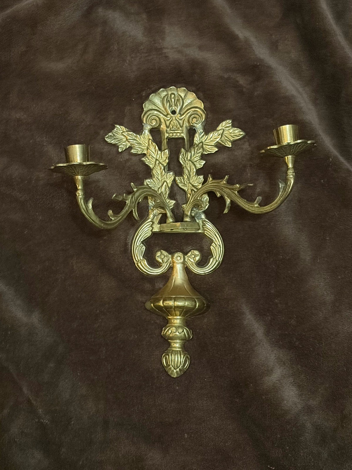 Vintage mid-century modern solid cast brass 2 arm wall sconce candelabra Vintage mid-century modern solid cast brass 2 arm wall sconce candelabra