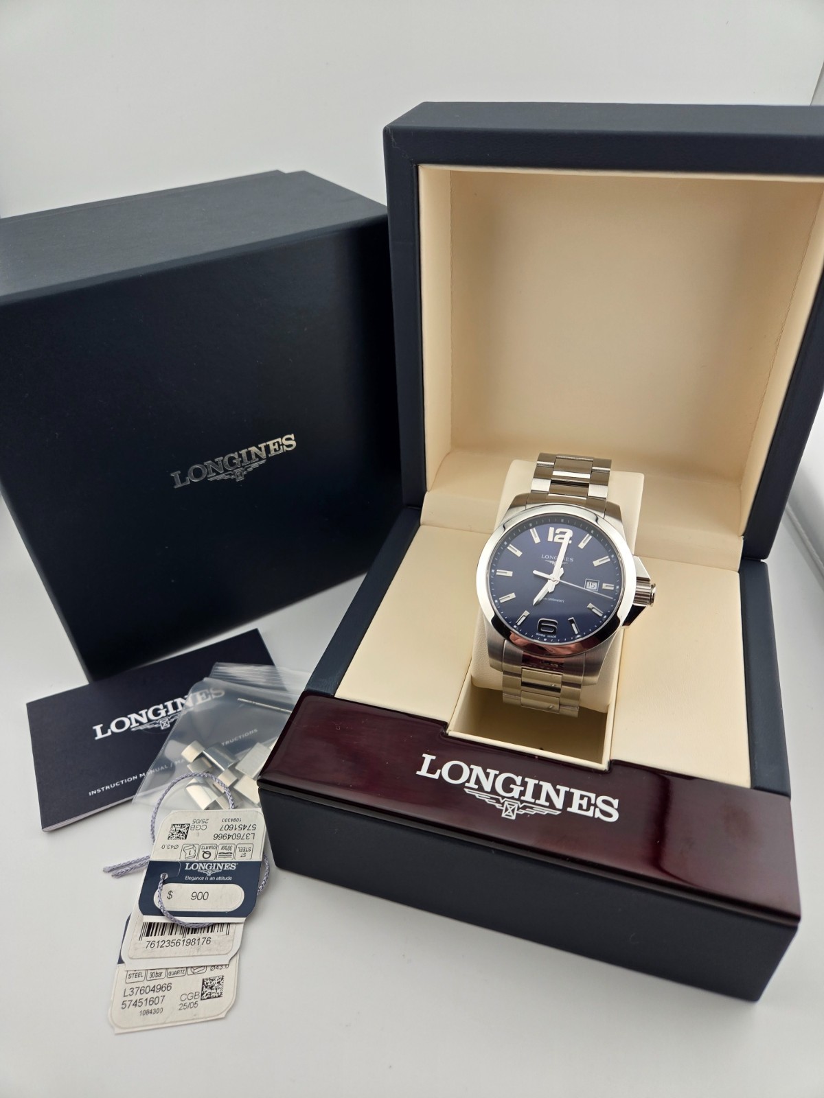 Longines Conquest Steel 43MM Blue Dial Quartz Watch L3.760.4.96.6