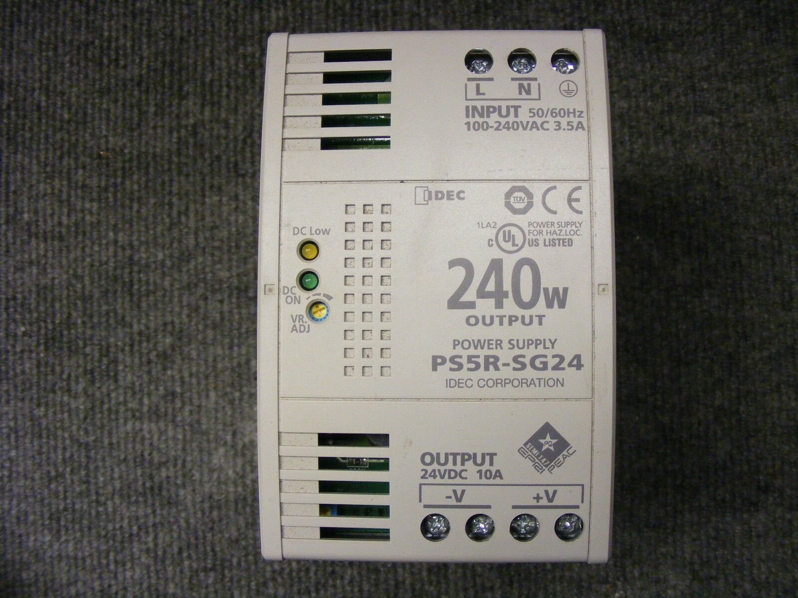 IDEC Power Supply Cat No. PS5R-SG24 Input 100-240V AC Output 24V DC 10Amp