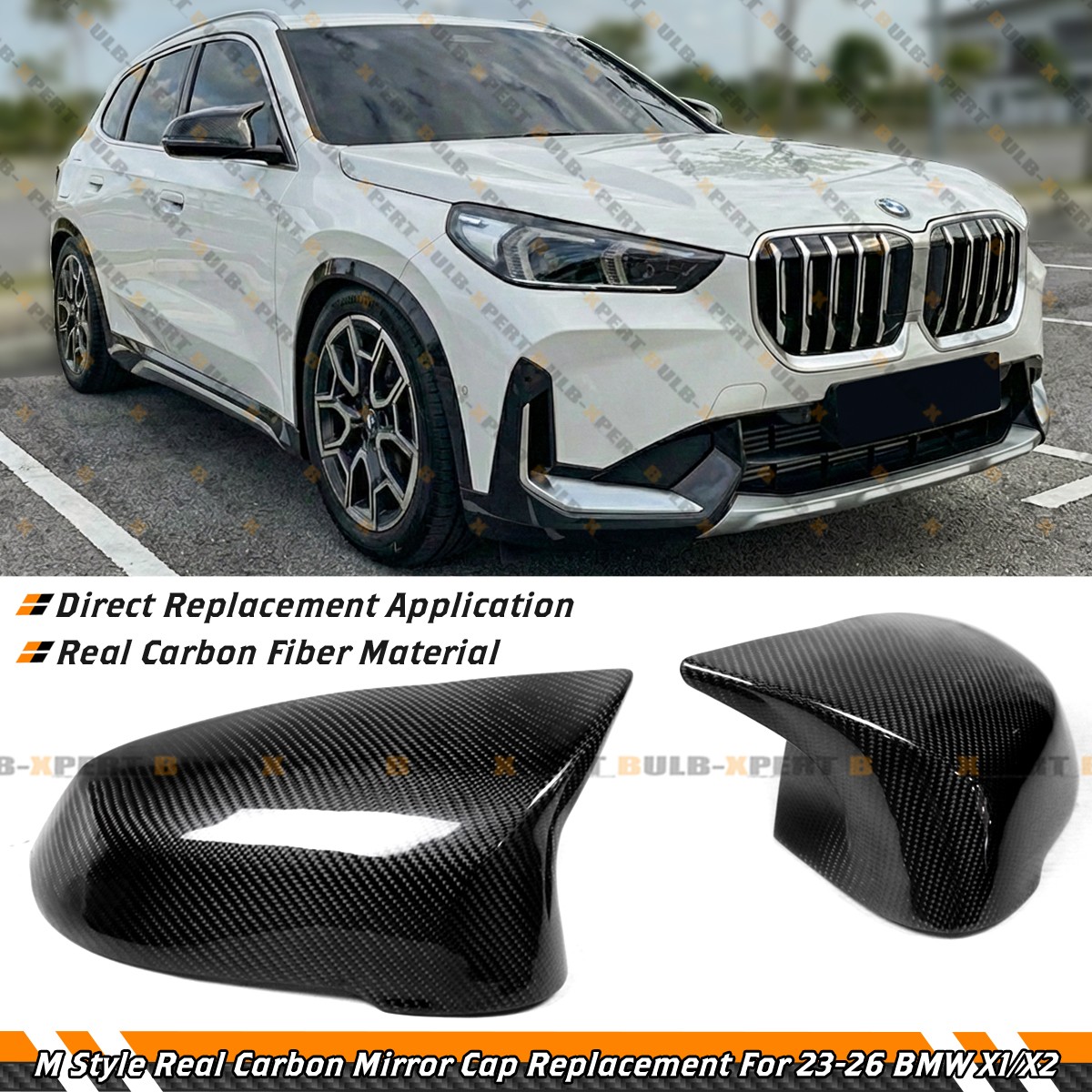 For 2023-26 BMW X1 U11 X2 U10 M Style Real Carbon Fiber Mirror Caps Replacement