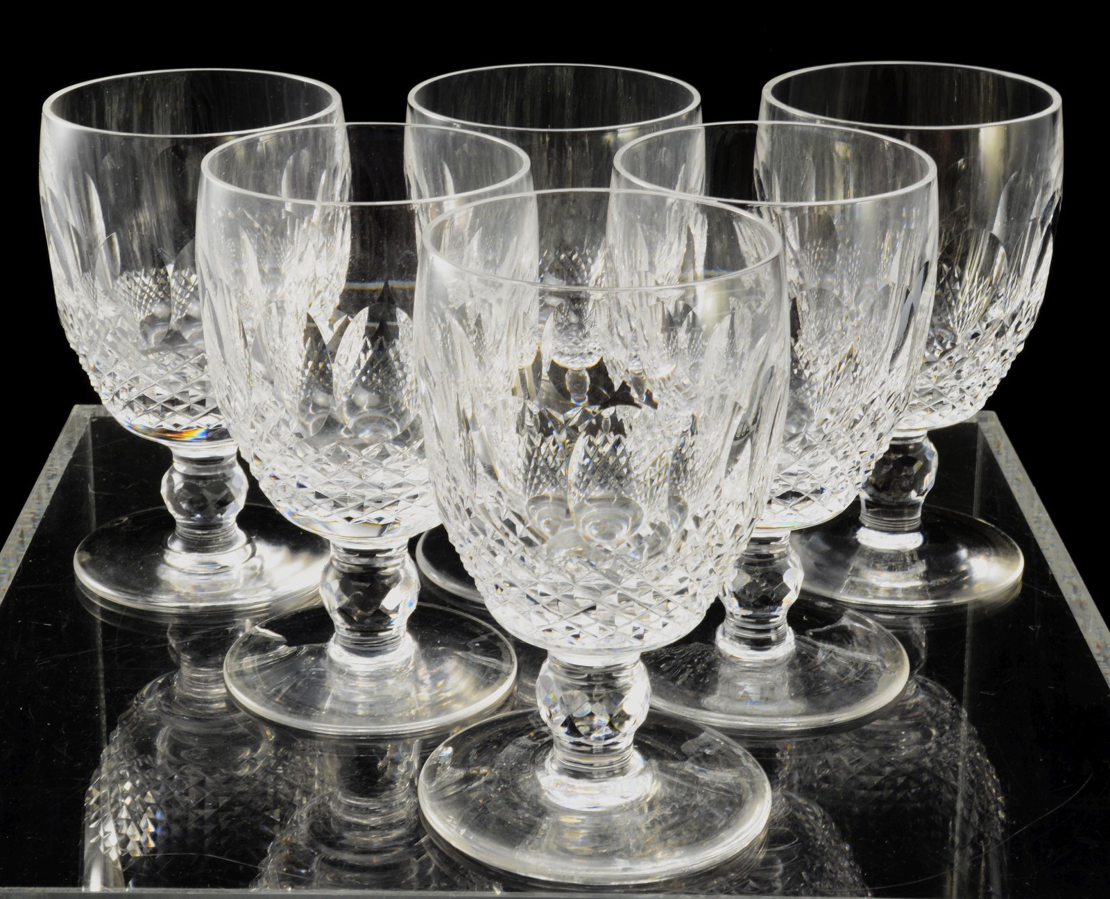 Set of 6 Waterford Cut Crystal Colleen 5 1/4 Inch Short Stem Water Goblets EUC