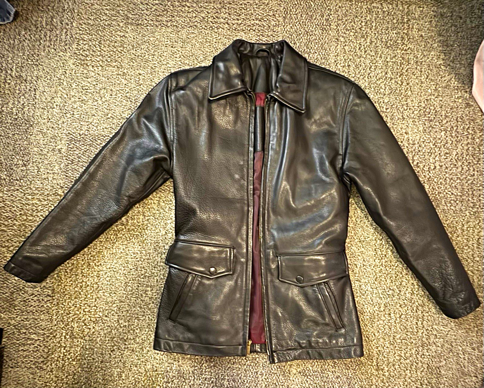 Coach Women’s Black Leather Belted Mid-Length Jacket Collared Zip Pockets XS Coach Women’s Black Leather Belted Mid-Length Jacket Collared Zip Pockets XS