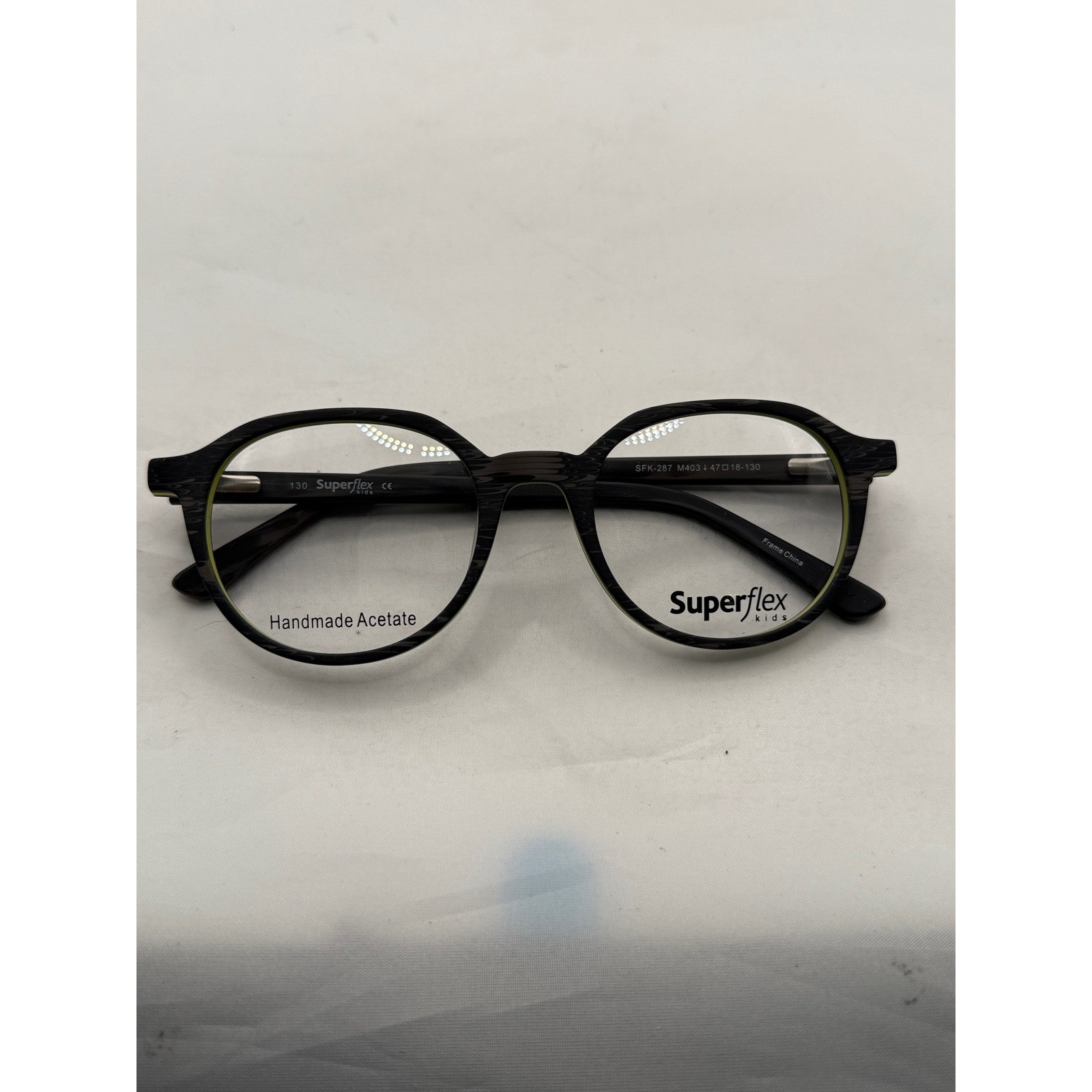 Superflex Kids Eyeglasses Frames Black Woodgrain Handmade Acetate New