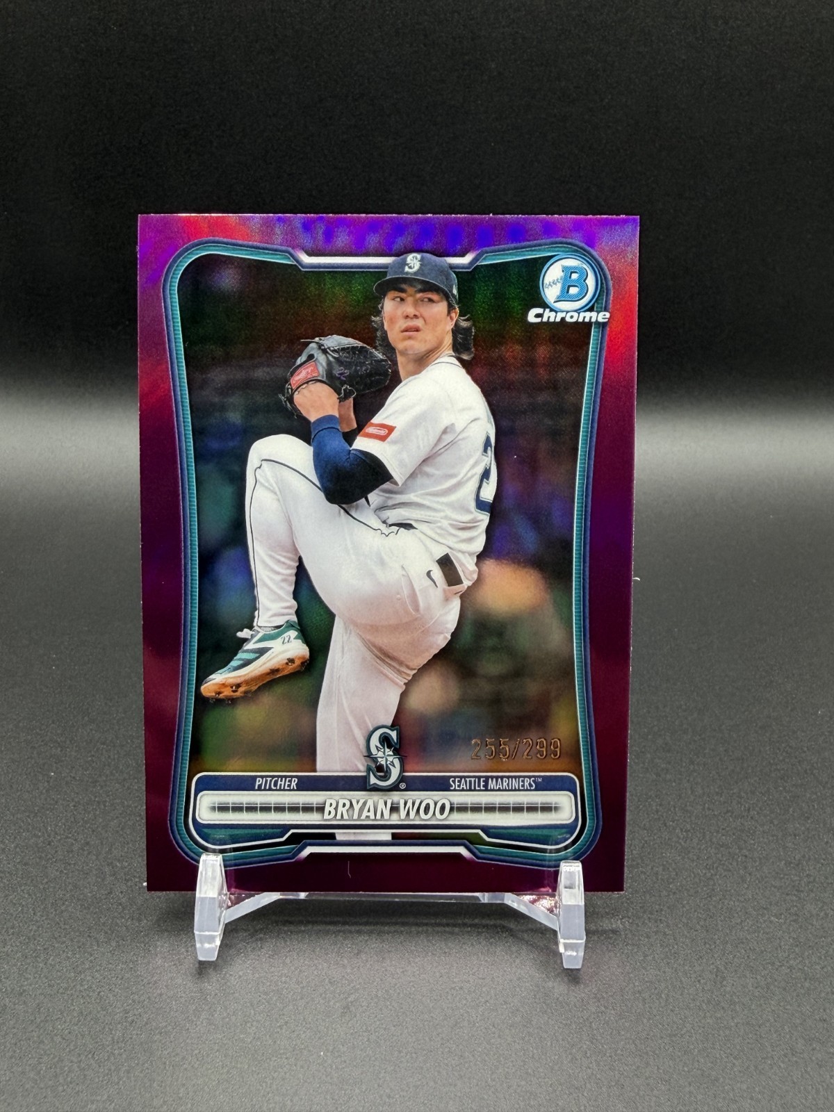 2026 Bowman Chrome Bryan Woo Mariners Fuchsia Refractor /299 #49 2026 Bowman Chrome Bryan Woo Mariners Fuchsia Refractor /299 #49
