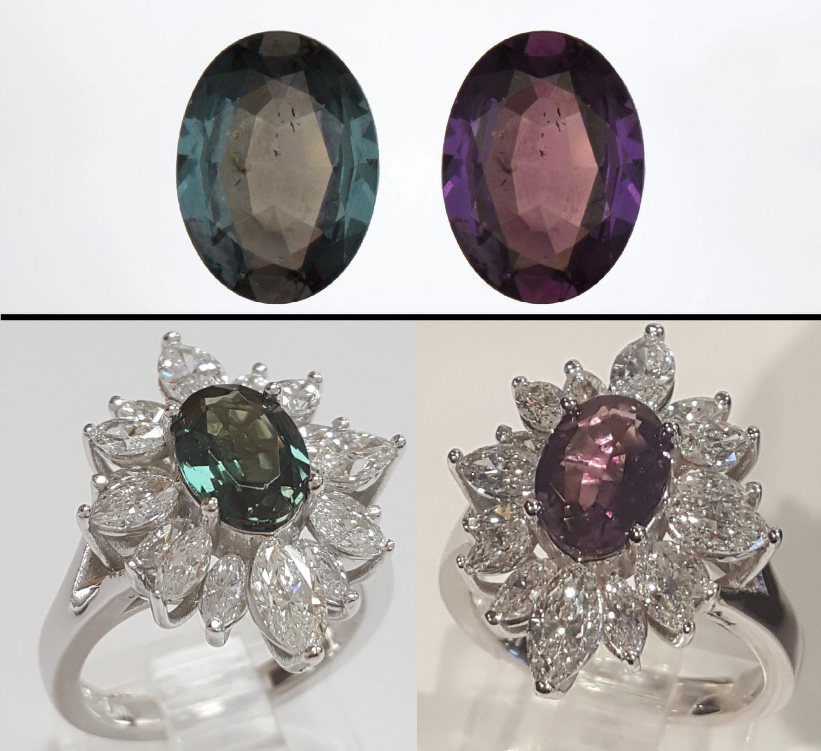 Brazil Alexandrite Marquise Diamond Platinum Ballerina Ring 3.53 ct Retail $50K