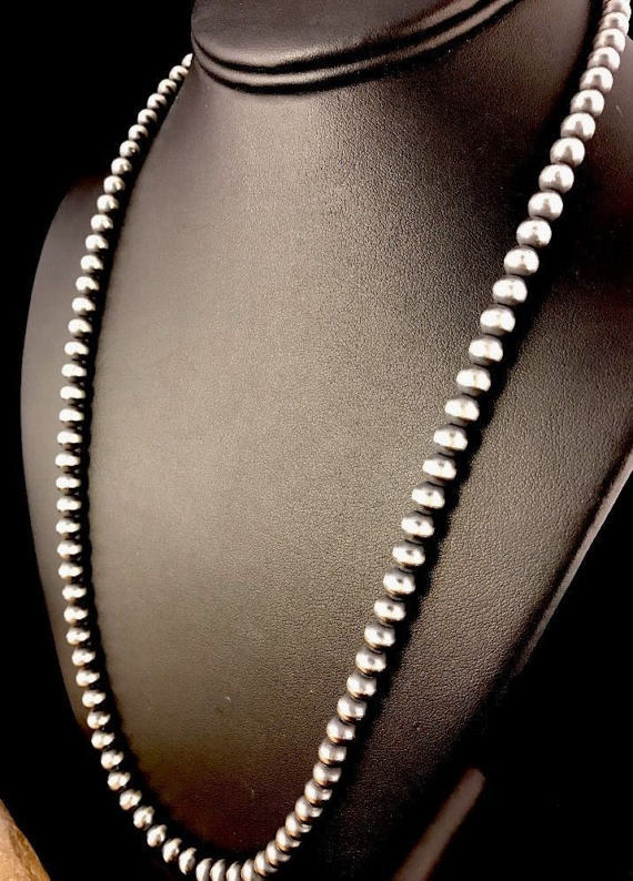 Southwestern Silver Pearls 3mm Sterling Silver Bead Necklace 14\
