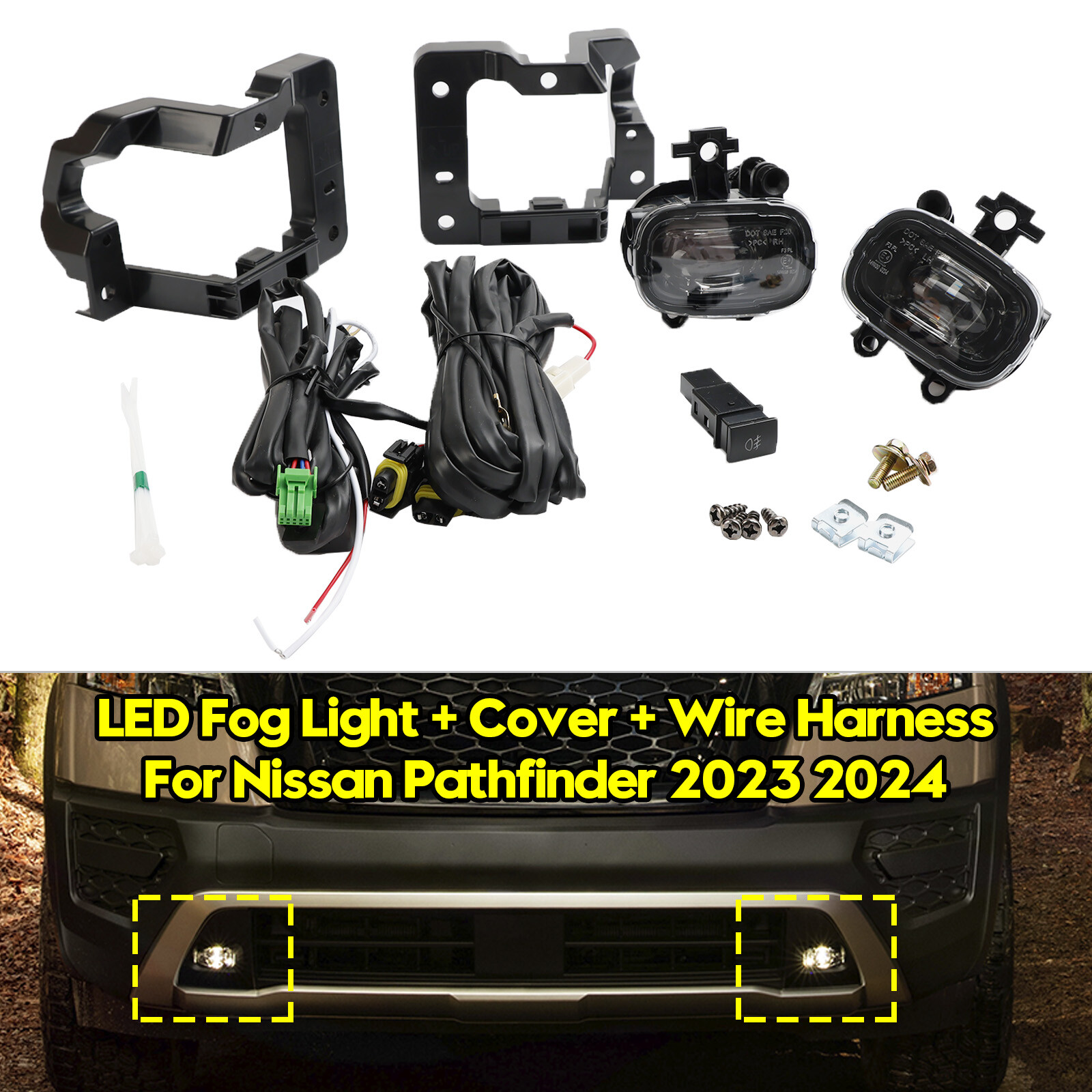 Upgraded Pair LED Fog Lights With Bezels For 23-24 Nissan Pathfinder Upgraded Pair LED Fog Lights With Bezels For 23-24 Nissan Pathfinder