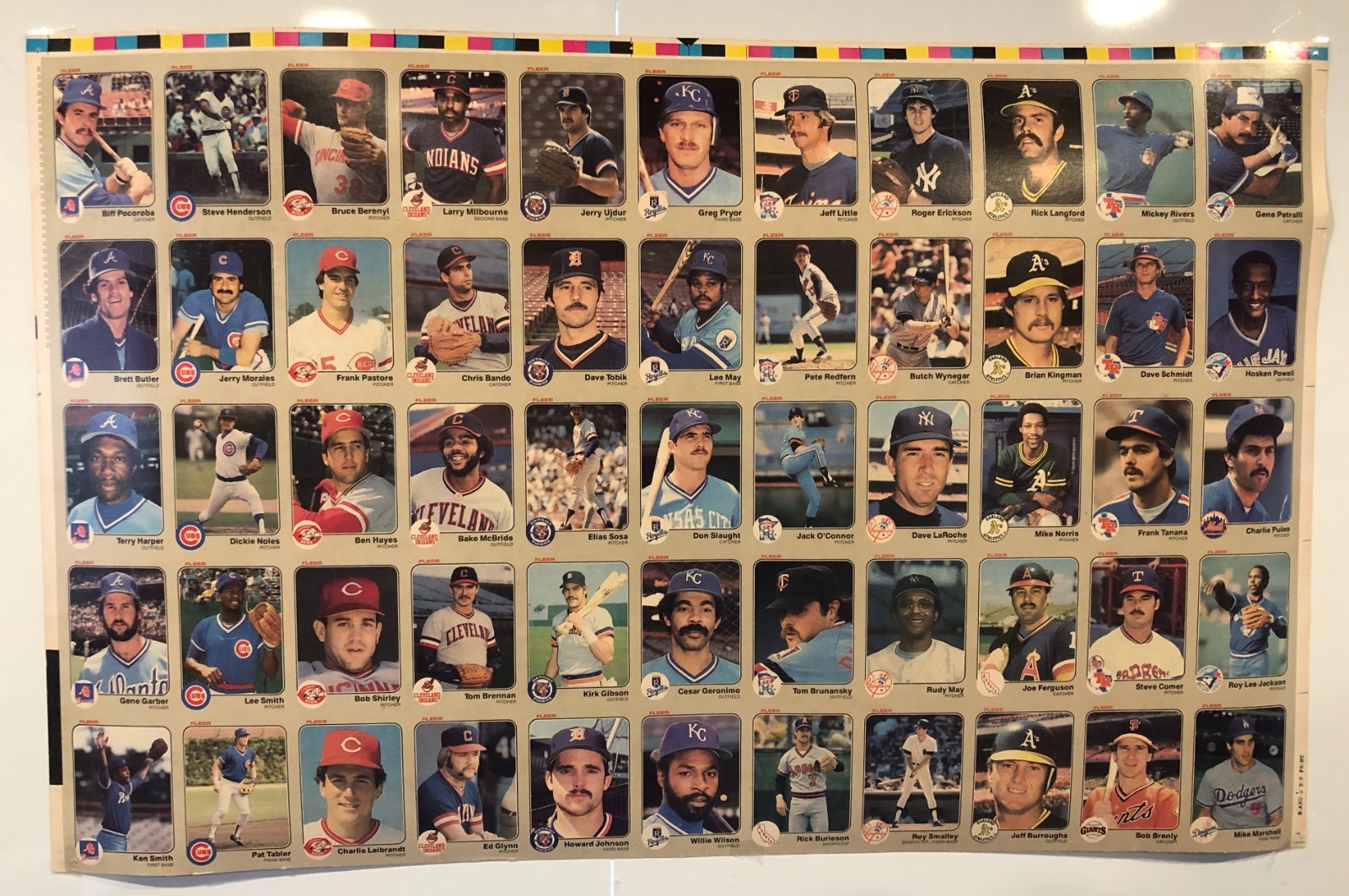 1983 Fleer Baseball RARE Trading Card Uncut 55 Card Panel Sheet