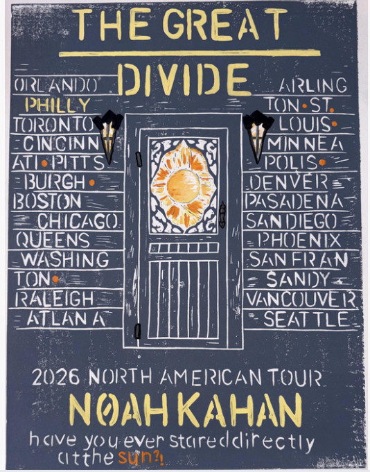 HOT Noah Kahan Poster The Great Divide 2026 Tour Blue Concert Merch HOT Noah Kahan Poster The Great Divide 2026 Tour Blue Concert Merch