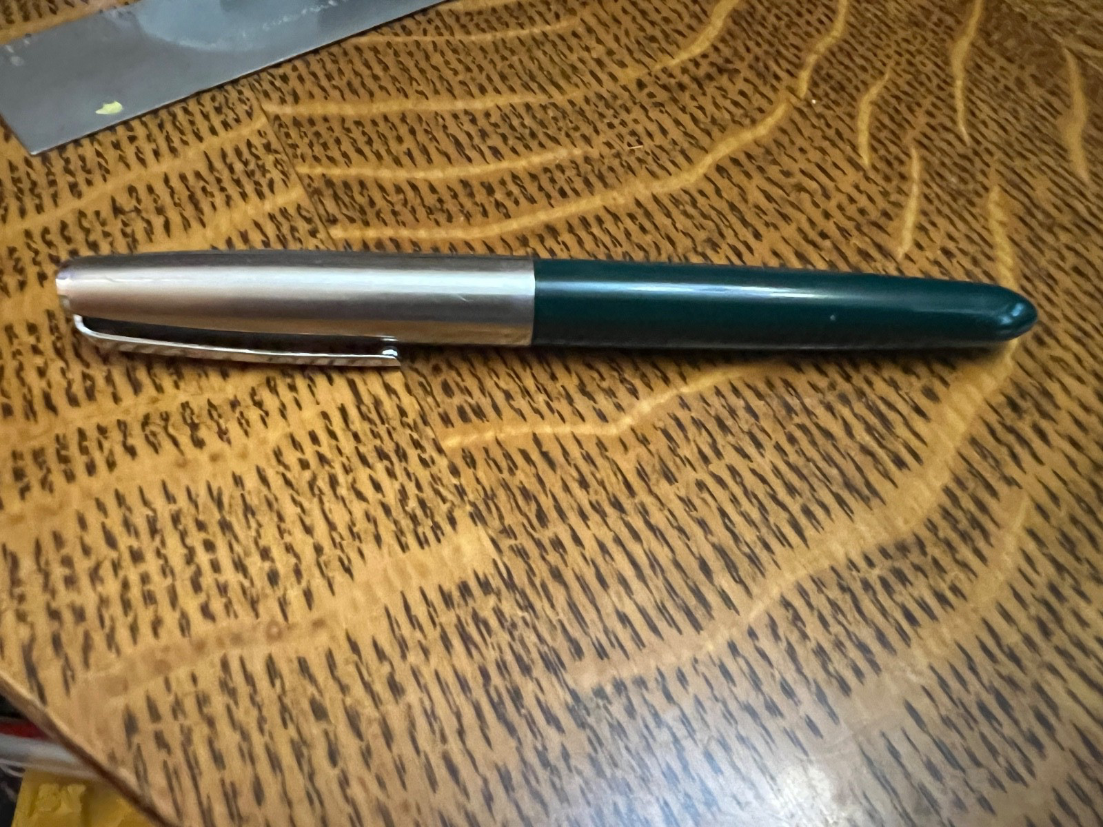 Vintage Parker 21 Fountain Pen Dark Green & Stainless With Ball Clip 40s-50s