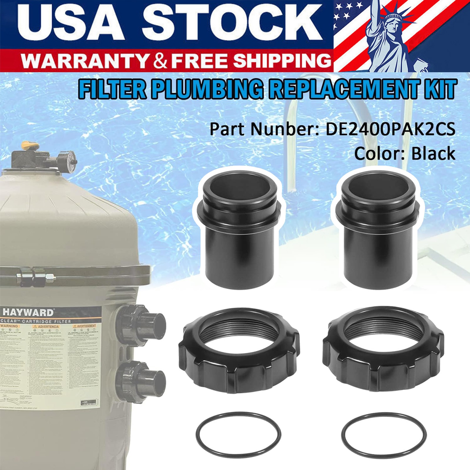 DE2400PAK2CS Filter Plumbing Kit for Hayward Super Star Clear C-2000, C-3000