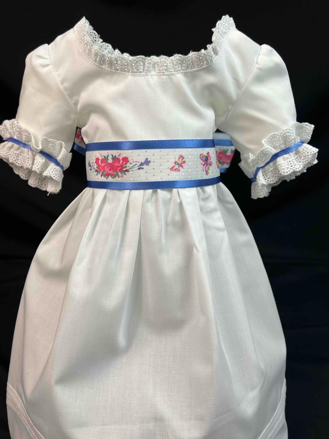 American Girl Felicity fancy Sash & White Summer Dress/Gown Pleasant Company tag