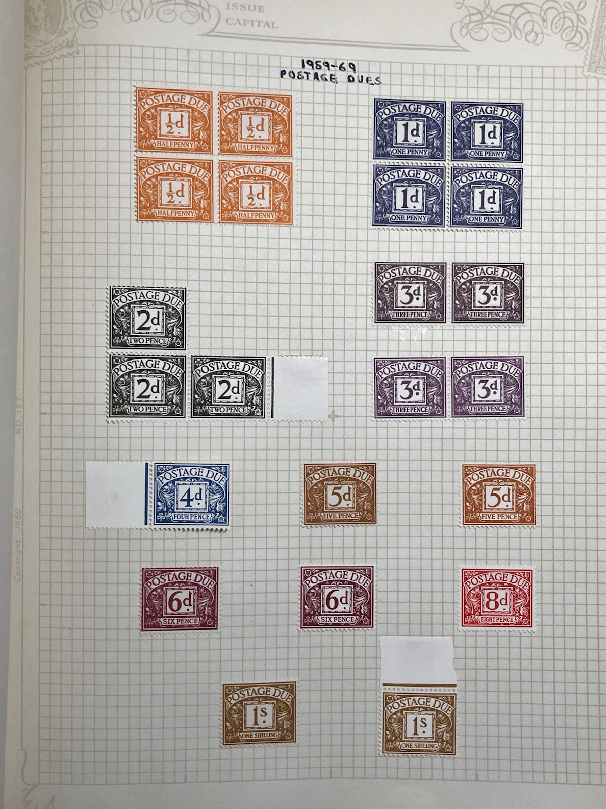Great Britain 1959-1969 Postage Due Stamp Lot QEII Pre-Decimal MNH / MH VFU