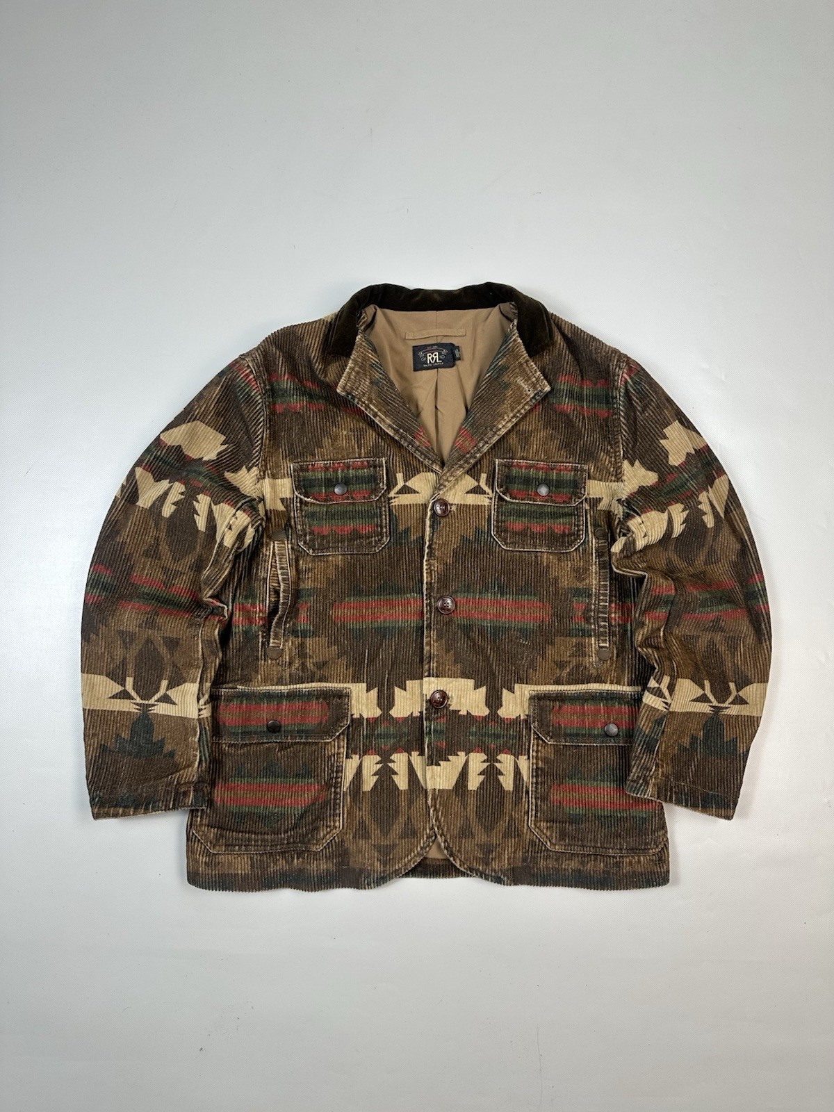 Vintage Ralph Lauren double r rrl Aztec Velvet  jacket Military western Blazer