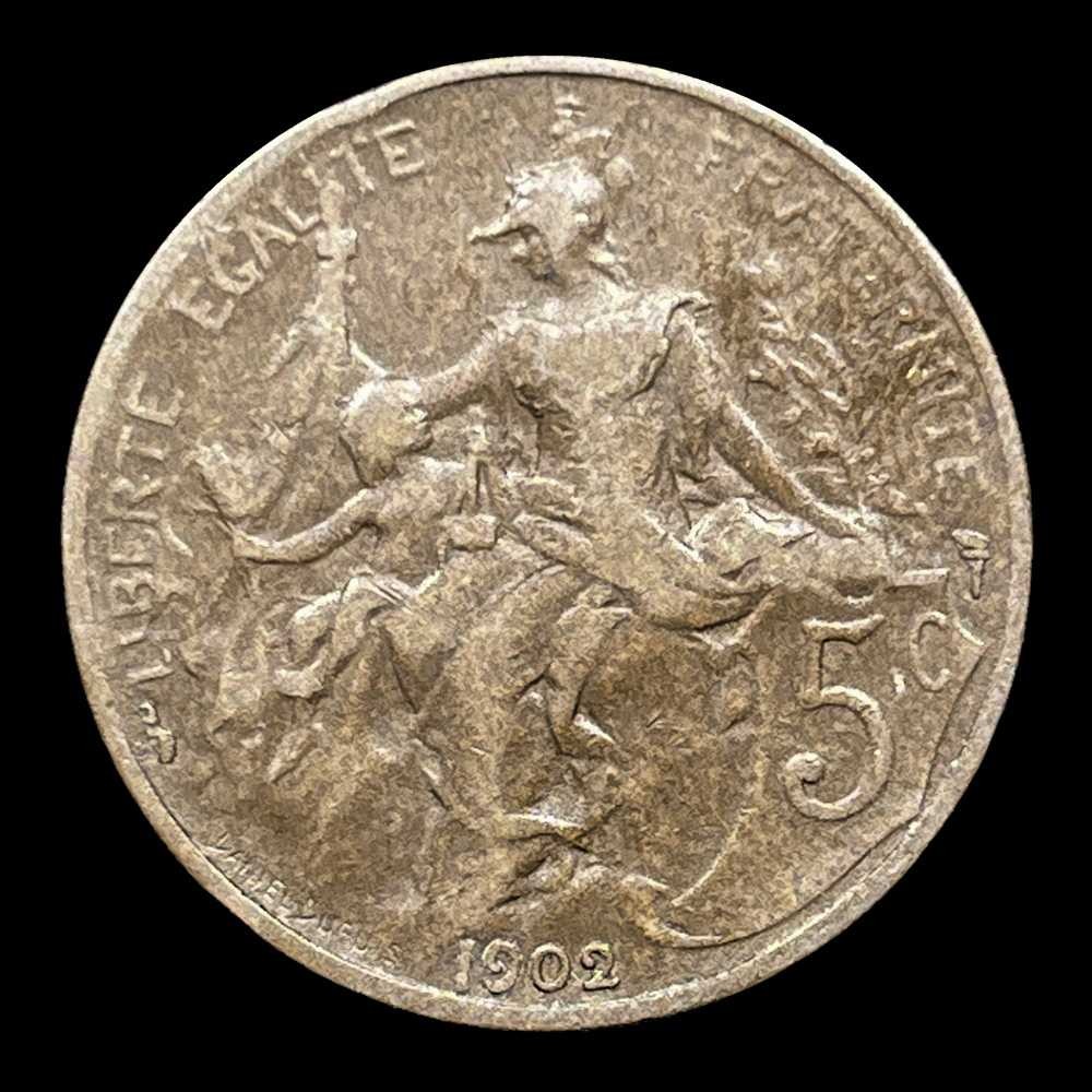 1902 France 5 Centimes Coin Dupois 1902 France 5 Centimes Coin Dupois