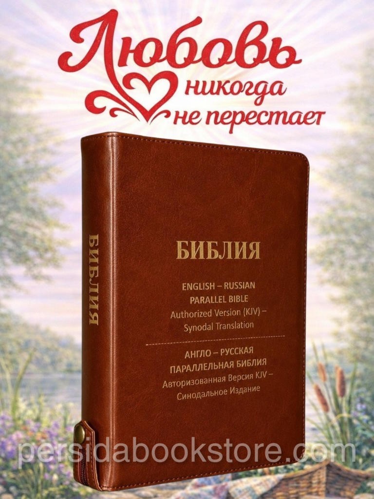 Russian-English Parallel Bible Large Size Cowhide Leather Русско-Английская
