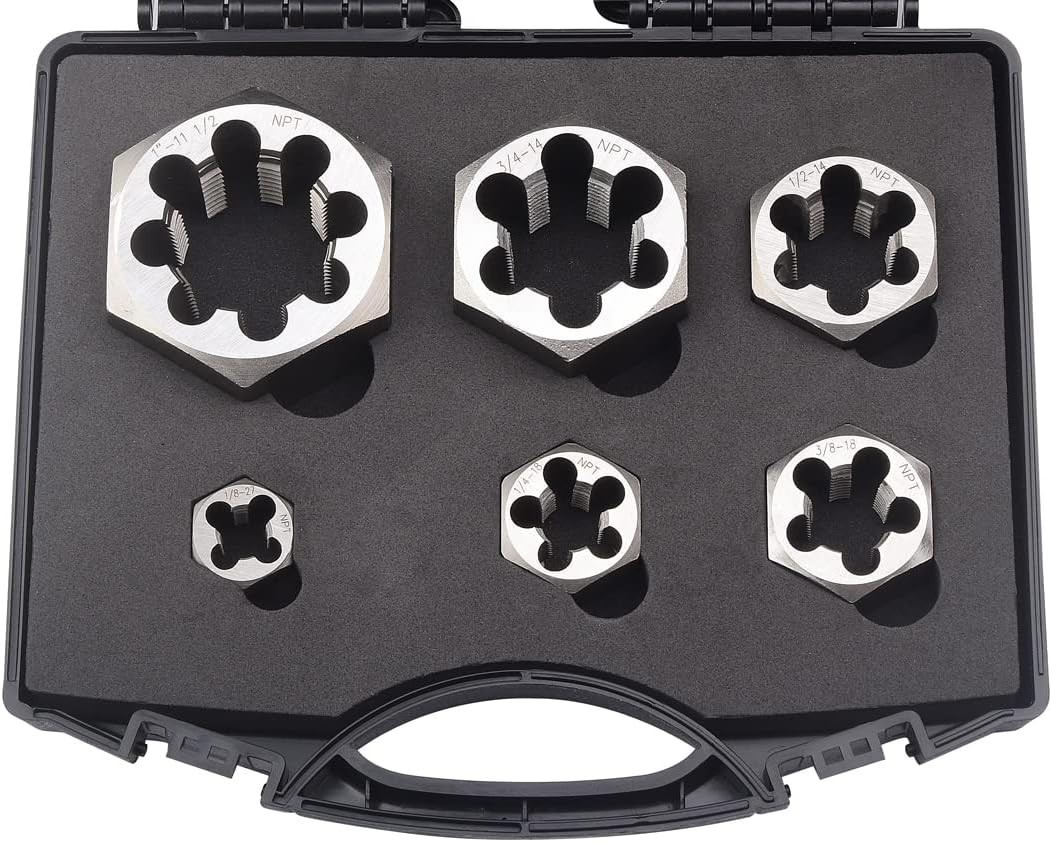 NPT Pipe Hex Die Set 6 Pcs Cartbon Steel 1/8