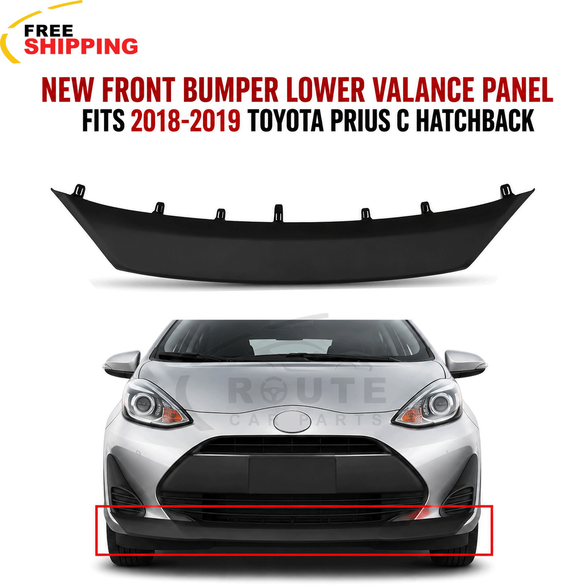 New Front Bumper Face Bar Trim Molding Fits 2018-2019 Toyota Prius C Hatchback